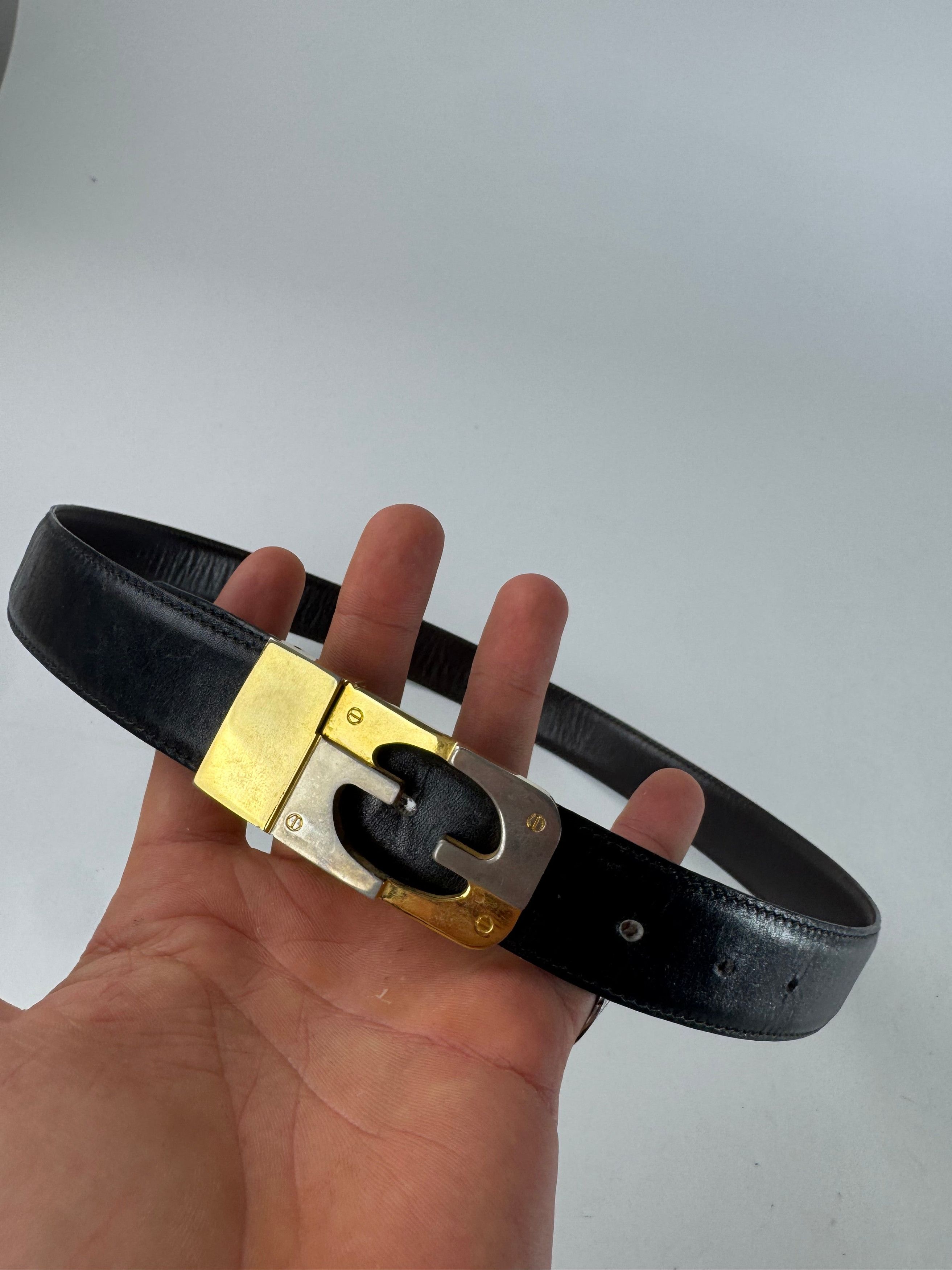 Gucci Vintage Leather 70s Belt Black Size ONE SIZE - 2 Thumbnail