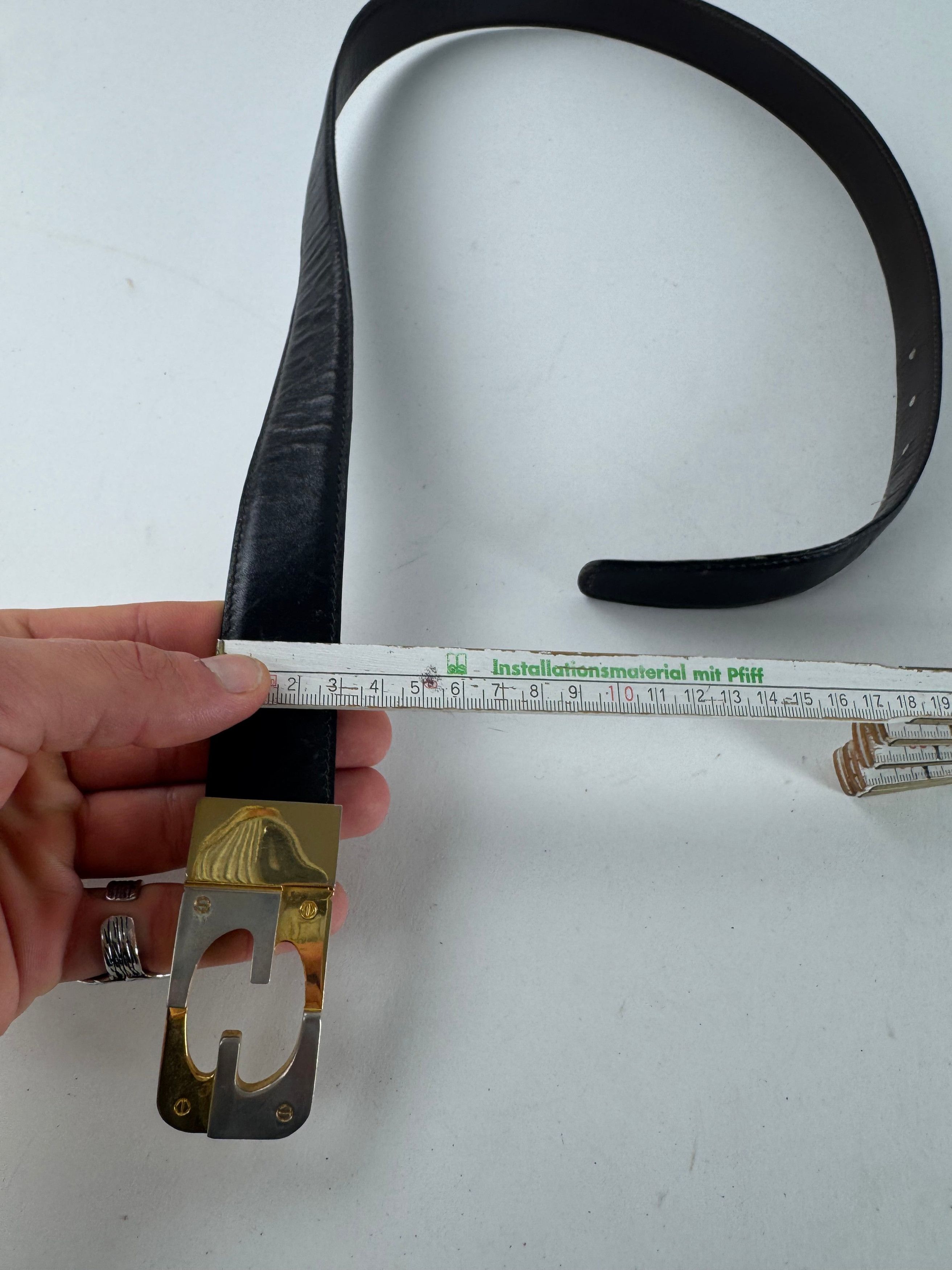Gucci Vintage Leather 70s Belt Black Size ONE SIZE - 8 Thumbnail