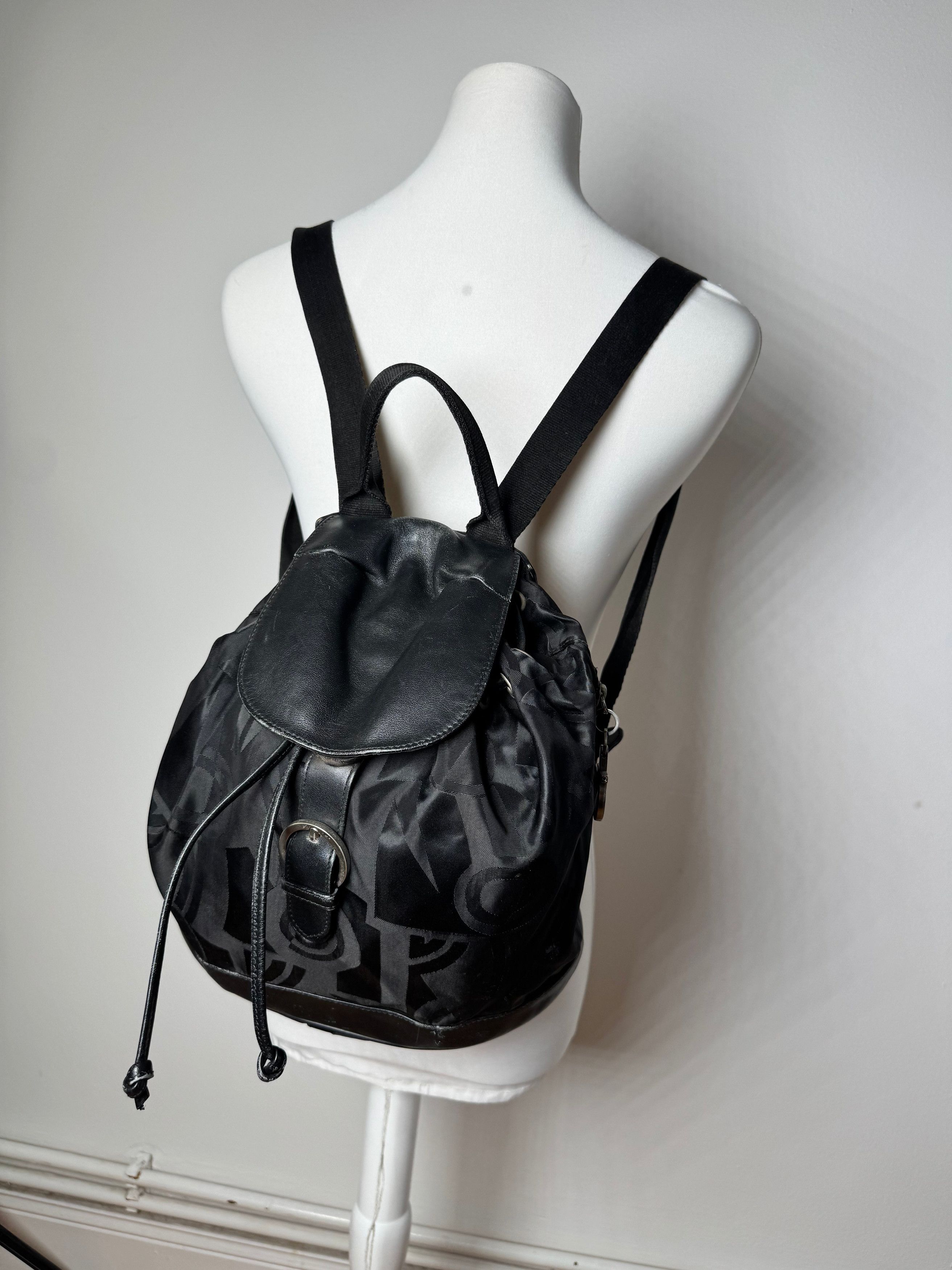 Salvatore Ferragamo Vintage Monogram Canvas Leather Backpack Black Size ONE SIZE - 12 Thumbnail