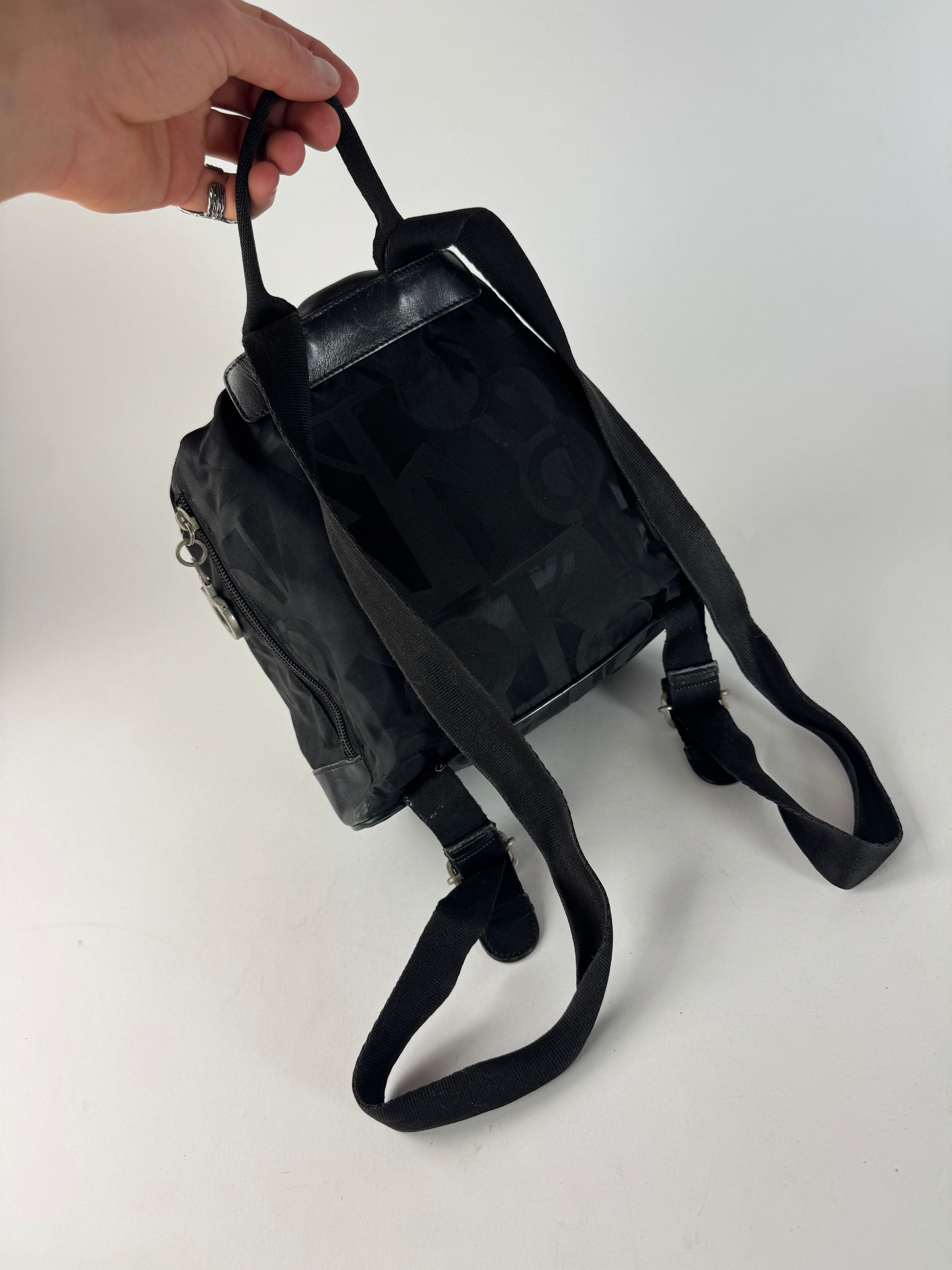 Salvatore Ferragamo Vintage Monogram Canvas Leather Backpack Black Size ONE SIZE - 5 Thumbnail