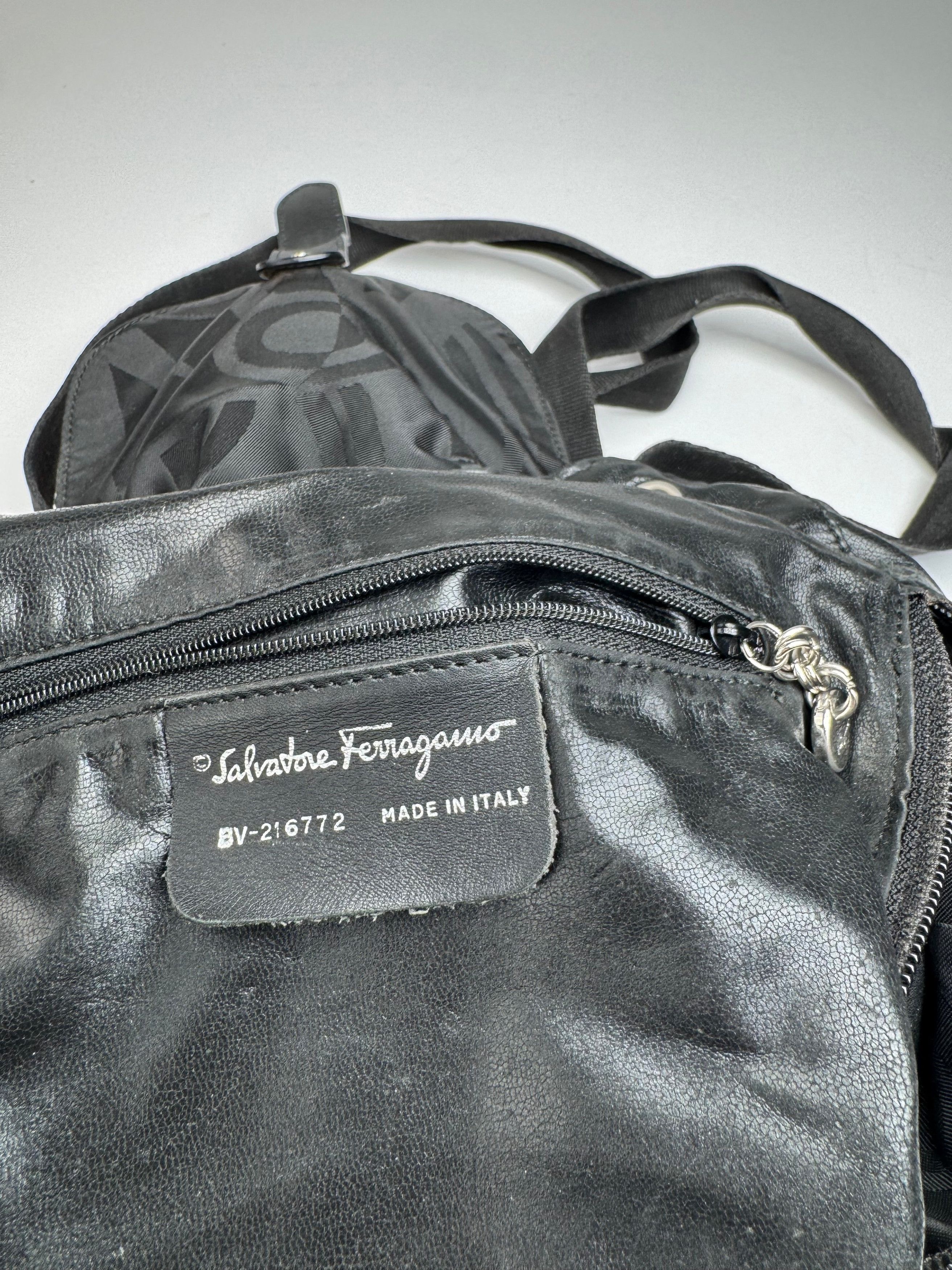 Salvatore Ferragamo Vintage Monogram Canvas Leather Backpack Black Size ONE SIZE - 6 Thumbnail