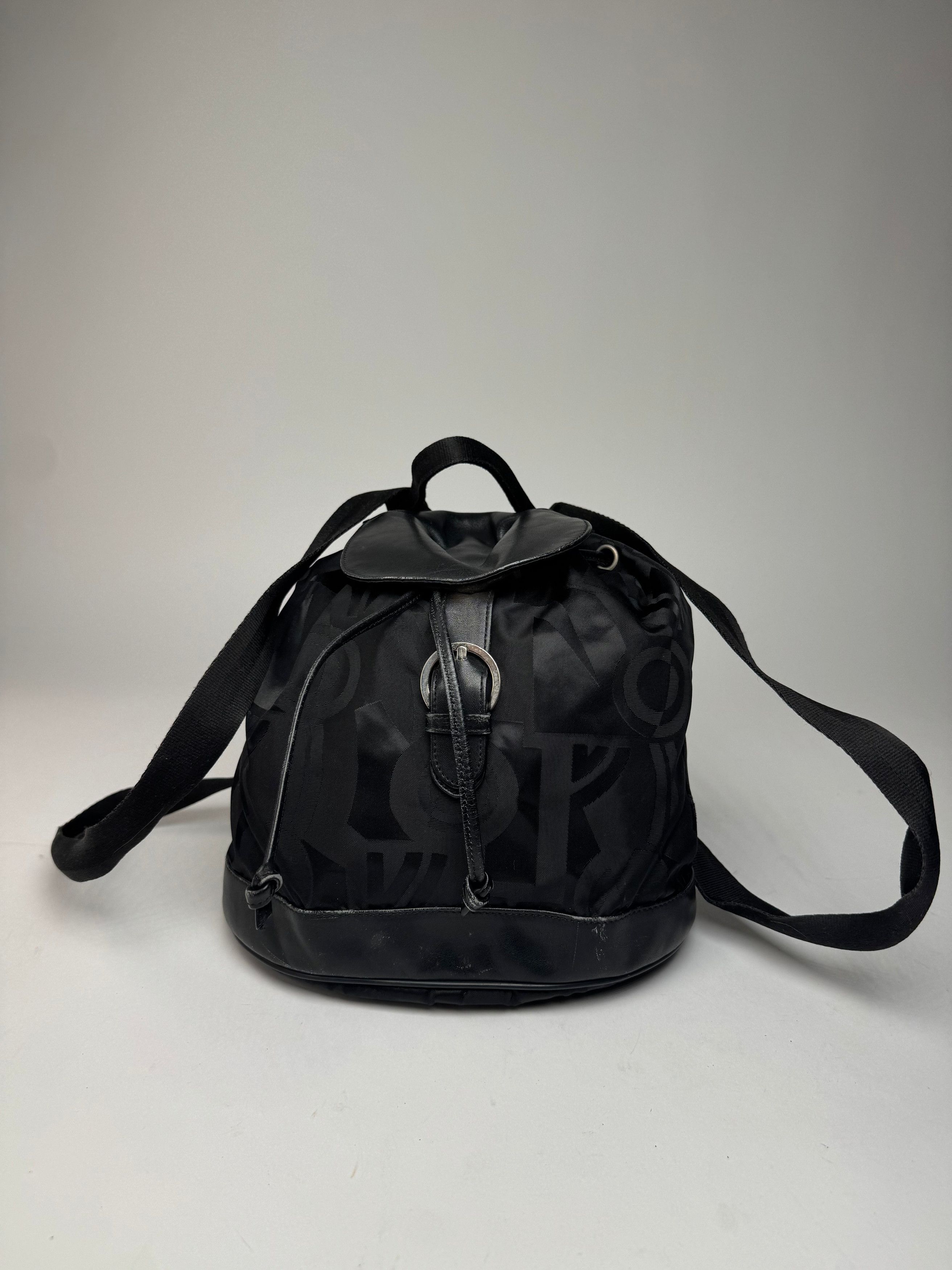 Salvatore Ferragamo Vintage Monogram Canvas Leather Backpack Black Size ONE SIZE - 3 Thumbnail