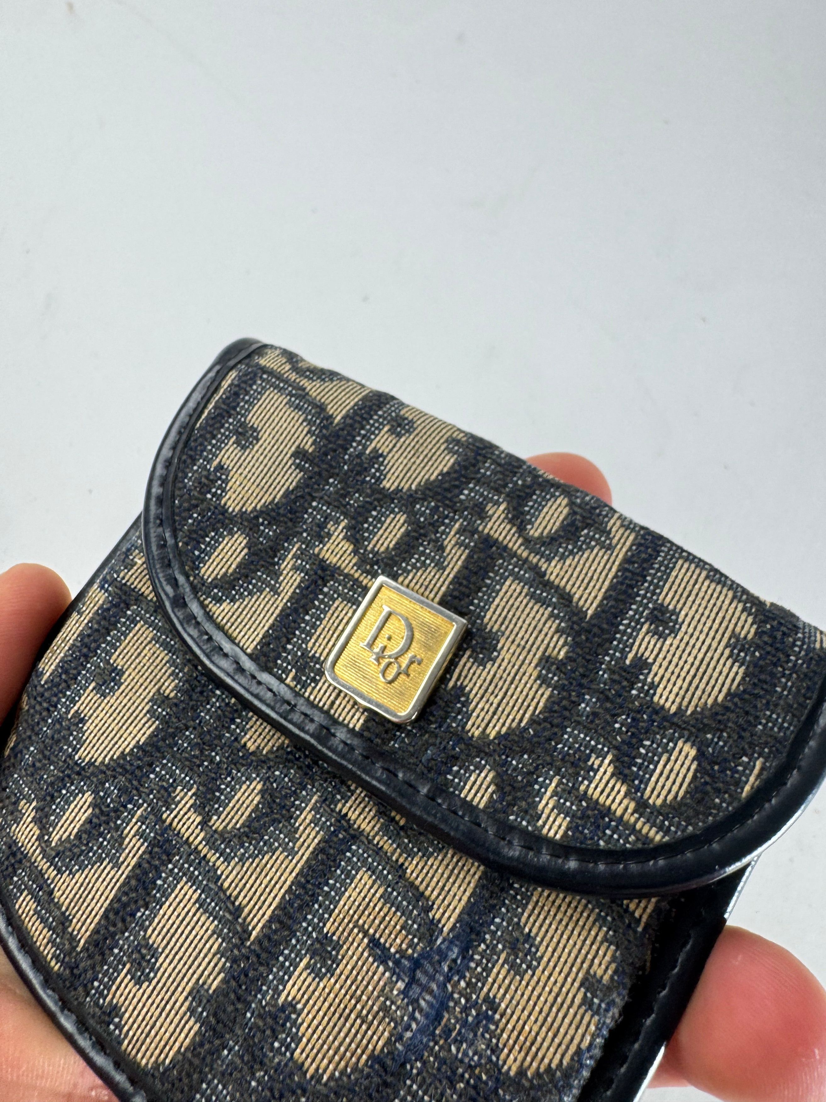 Dior Vintage Oblique Monogram Purse Beige Navy Size ONE SIZE - 3 Thumbnail