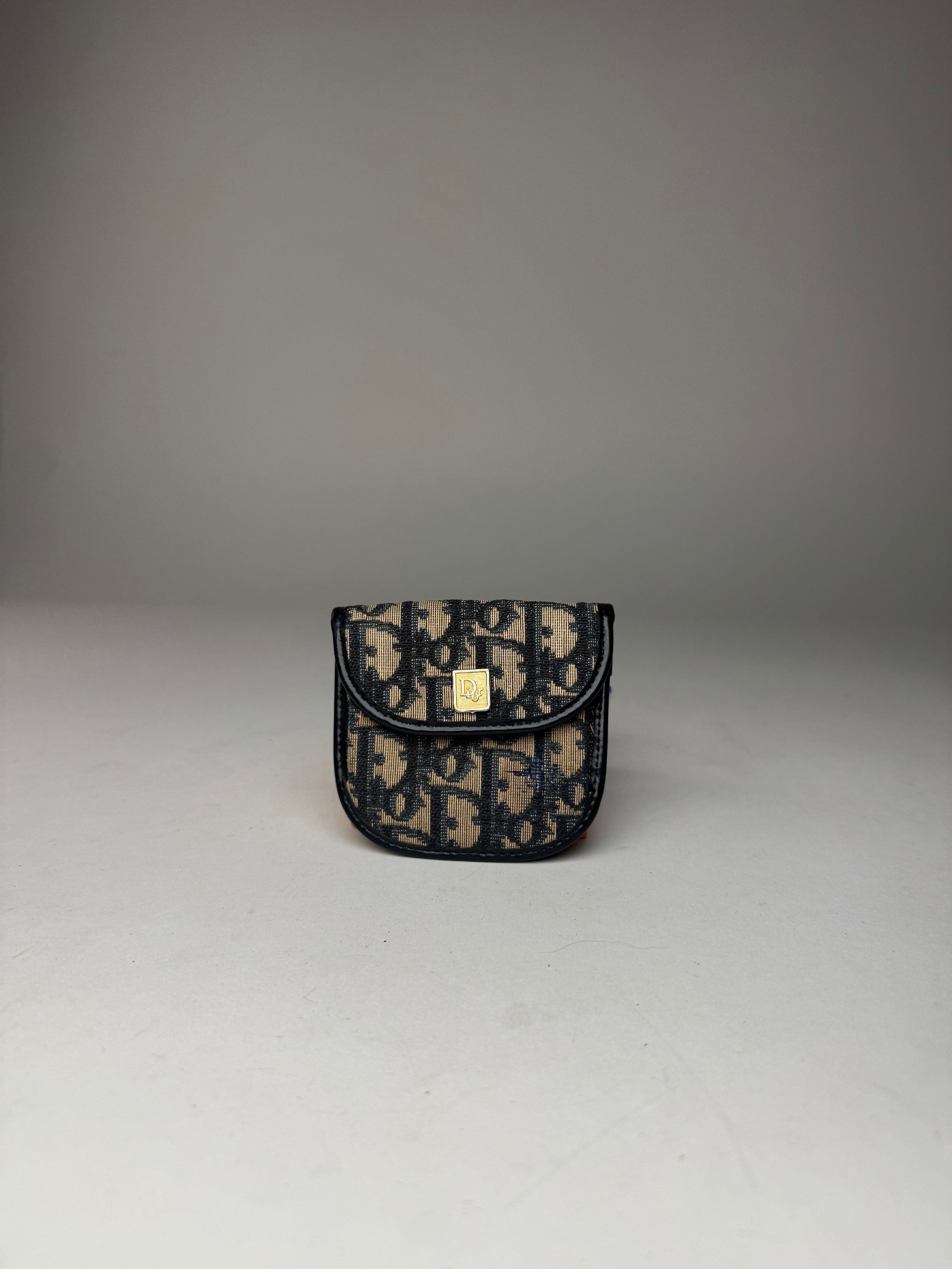 Dior Vintage Oblique Monogram Purse Beige Navy Size ONE SIZE - 5 Thumbnail