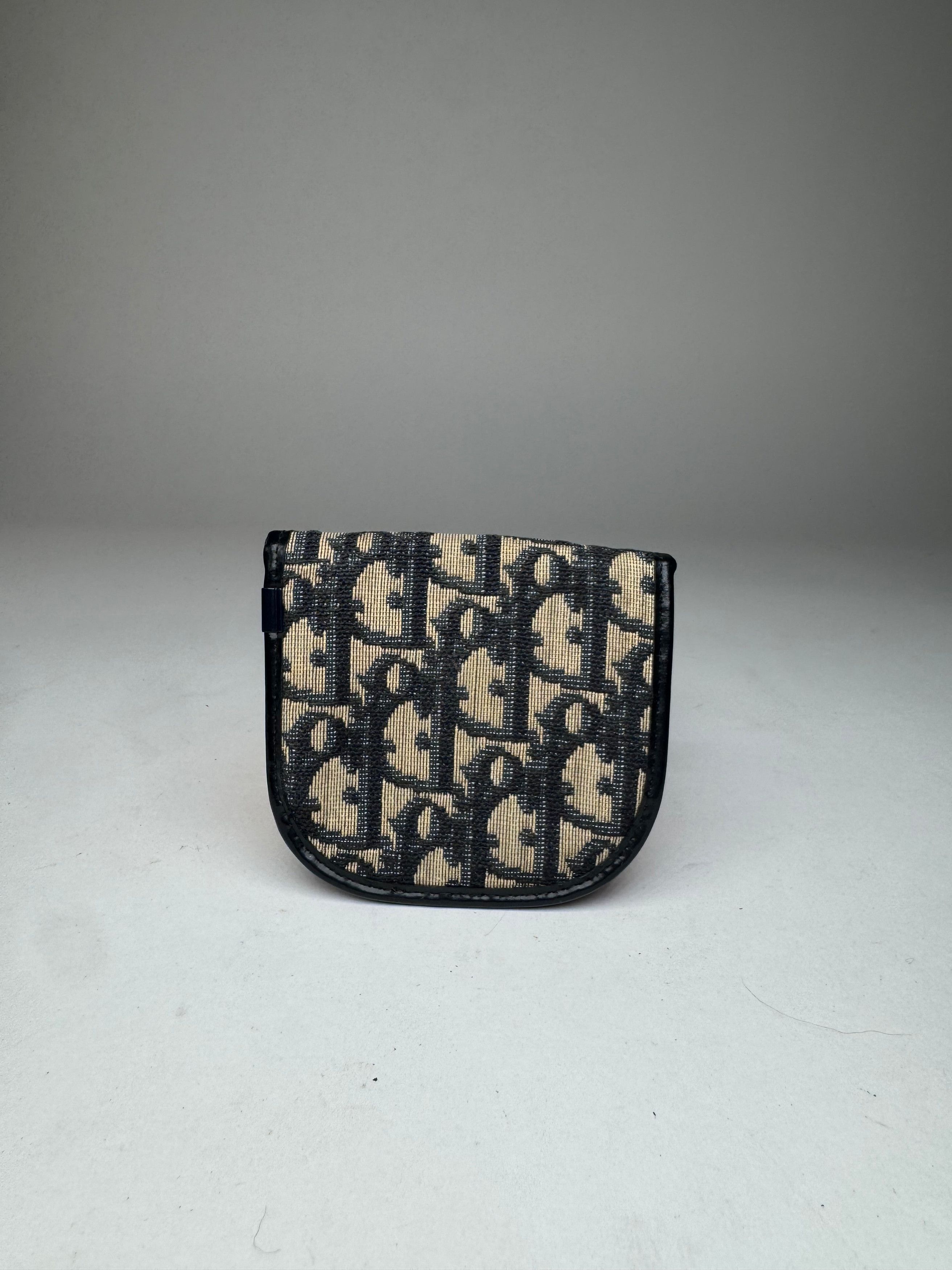 Dior Vintage Oblique Monogram Purse Beige Navy Size ONE SIZE - 2 Thumbnail