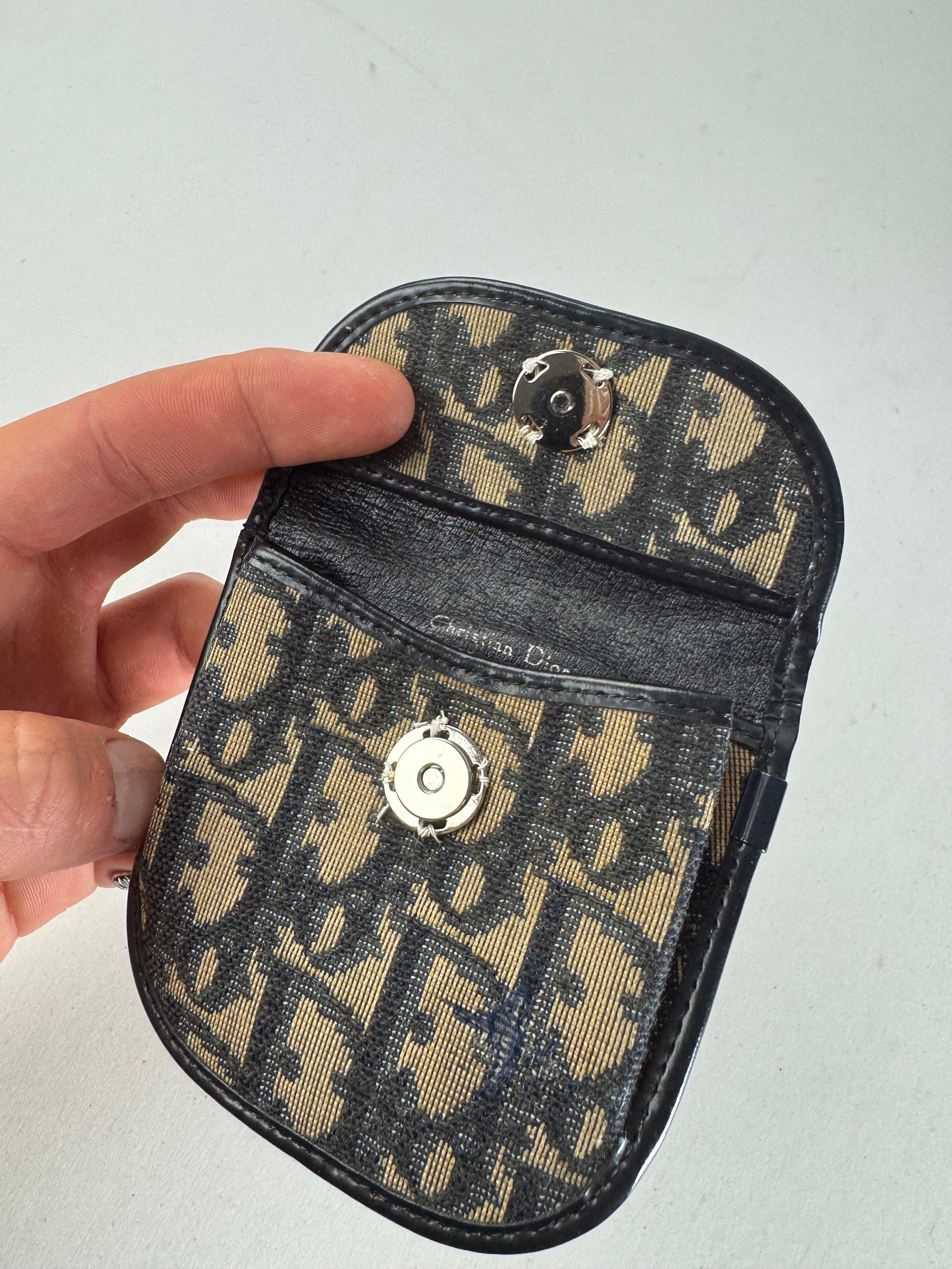 Dior Vintage Oblique Monogram Purse Beige Navy Size ONE SIZE - 4 Thumbnail