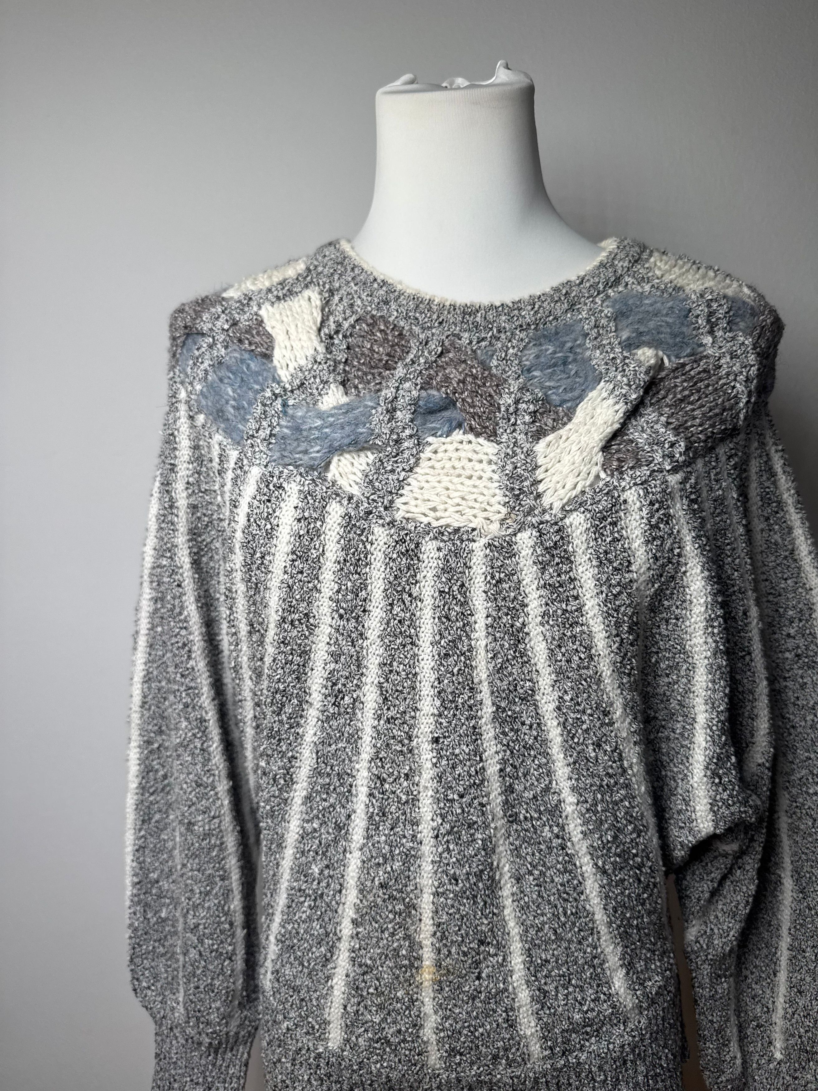 Other Vintage Mariea Kim Crewneck Sweater Grey/White/Black M Size M / US 6-8 / IT 42-44 - 9 Thumbnail