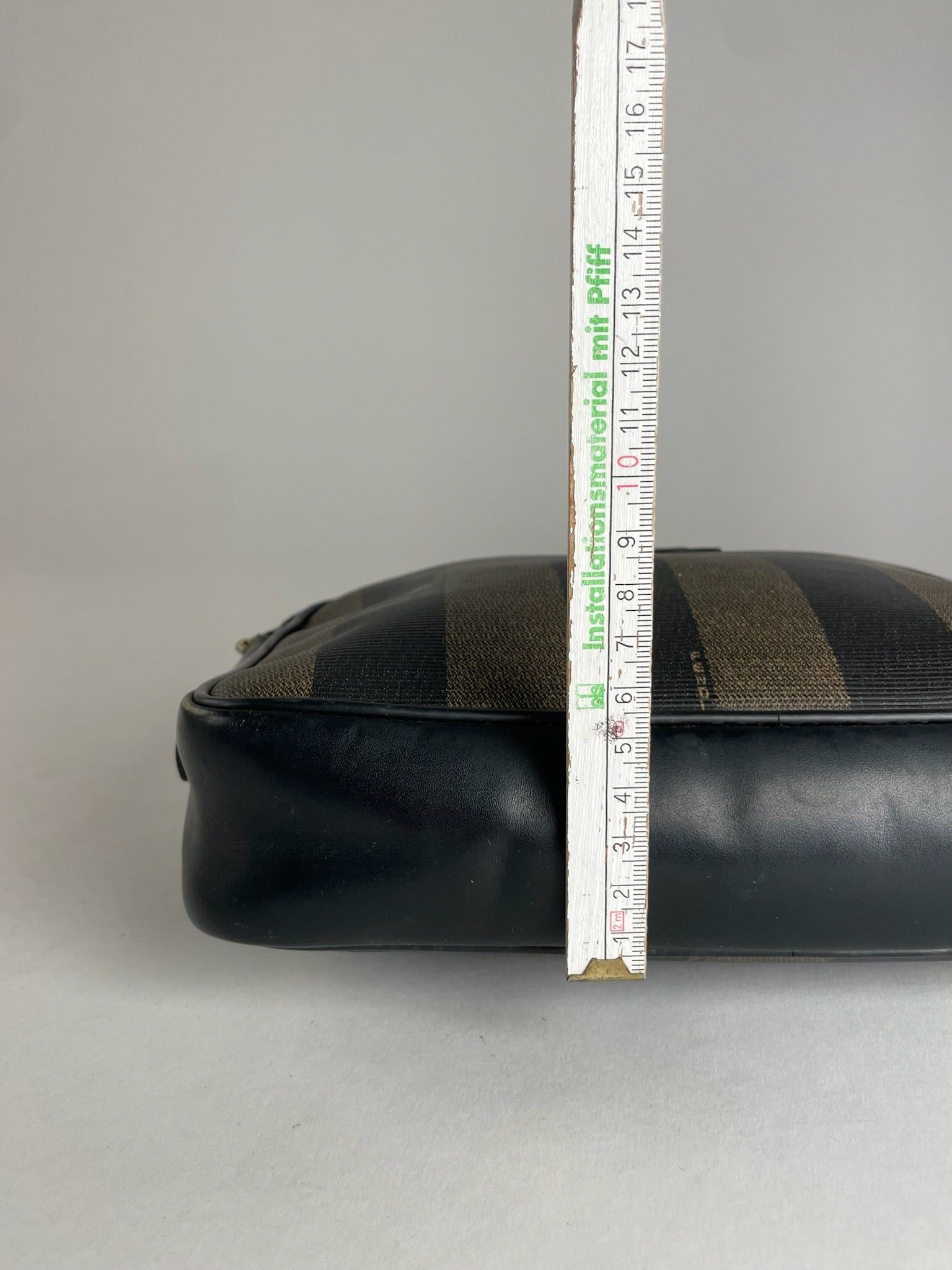 Fendi Vintage Striped Leather Clutch Black Brown Size ONE SIZE - 9 Thumbnail