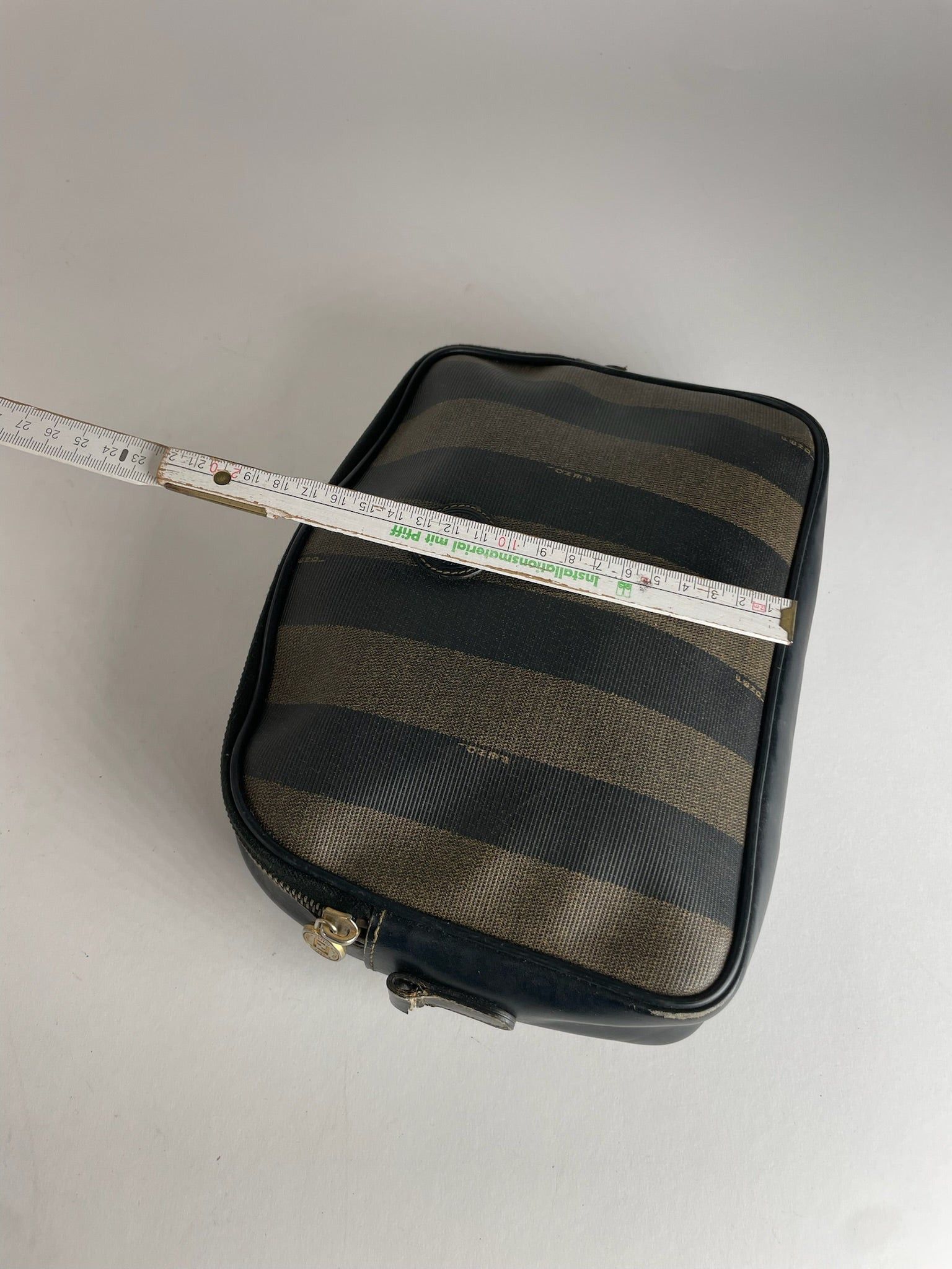 Fendi Vintage Striped Leather Clutch Black Brown Size ONE SIZE - 10 Thumbnail