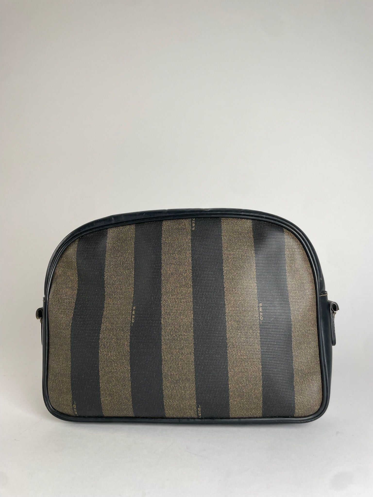 Fendi Vintage Striped Leather Clutch Black Brown Size ONE SIZE - 2 Thumbnail