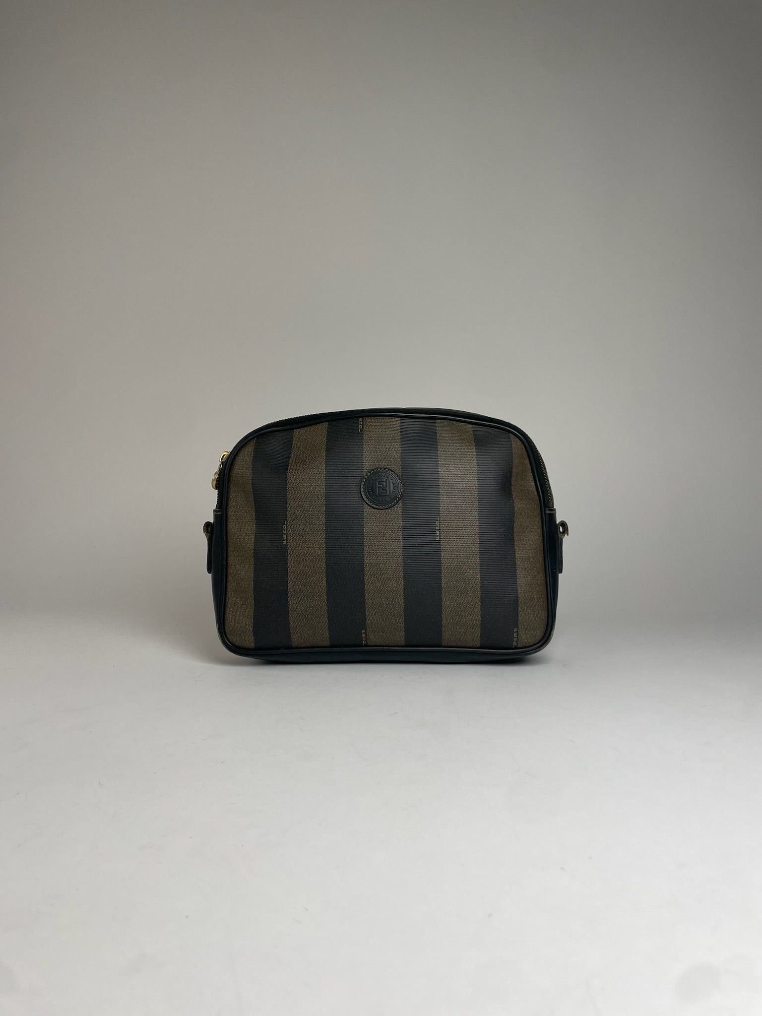 Fendi Vintage Striped Leather Clutch Black Brown Size ONE SIZE - 5 Thumbnail