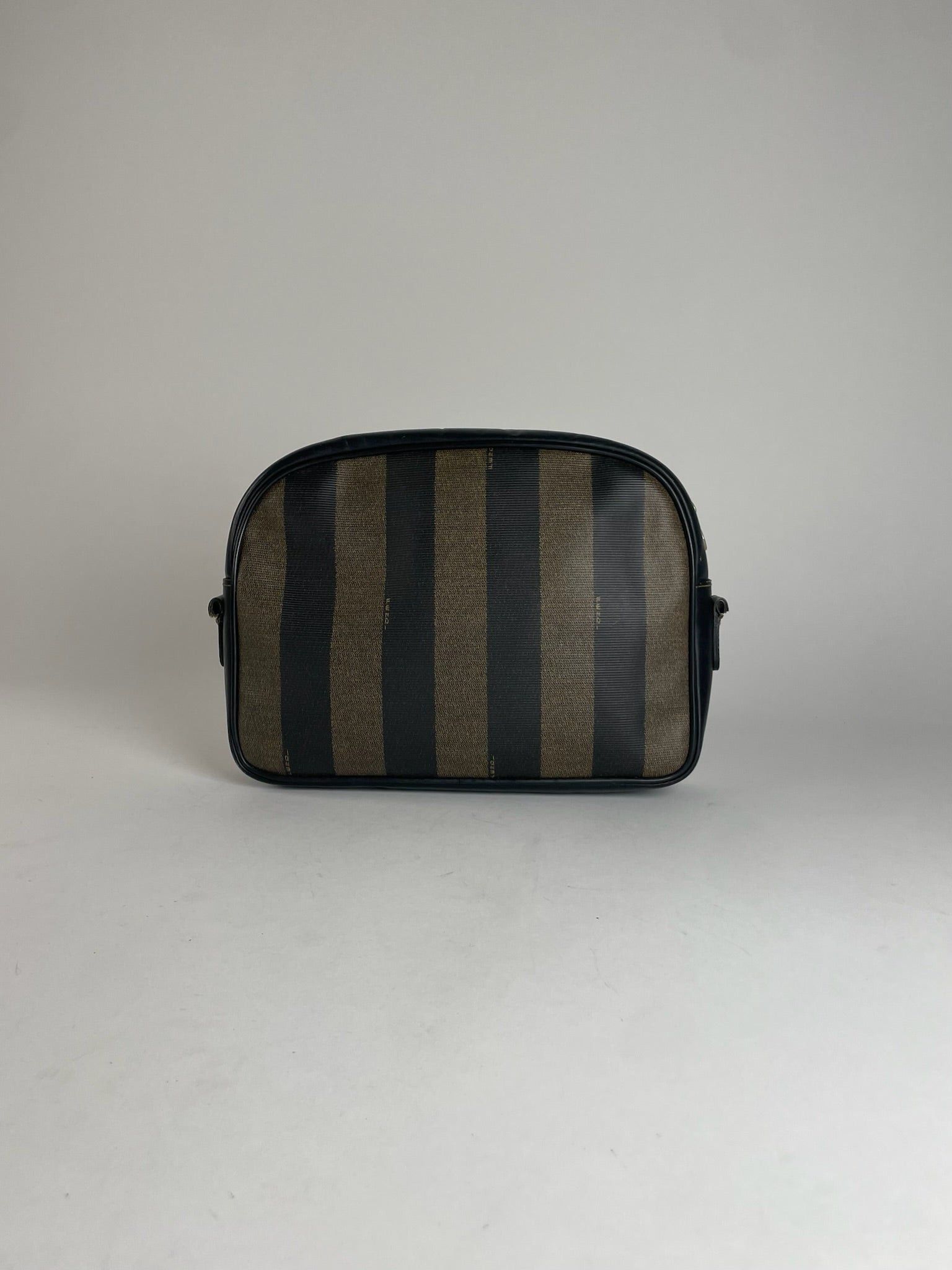 Fendi Vintage Striped Leather Clutch Black Brown Size ONE SIZE - 7 Thumbnail