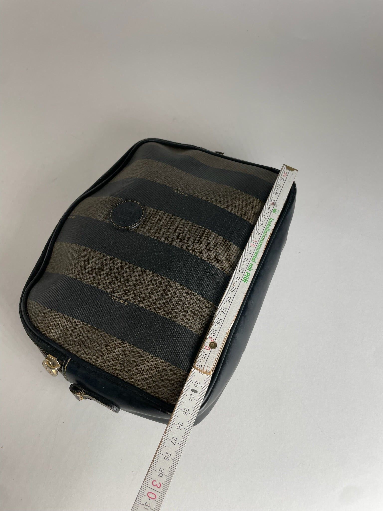 Fendi Vintage Striped Leather Clutch Black Brown Size ONE SIZE - 11 Thumbnail