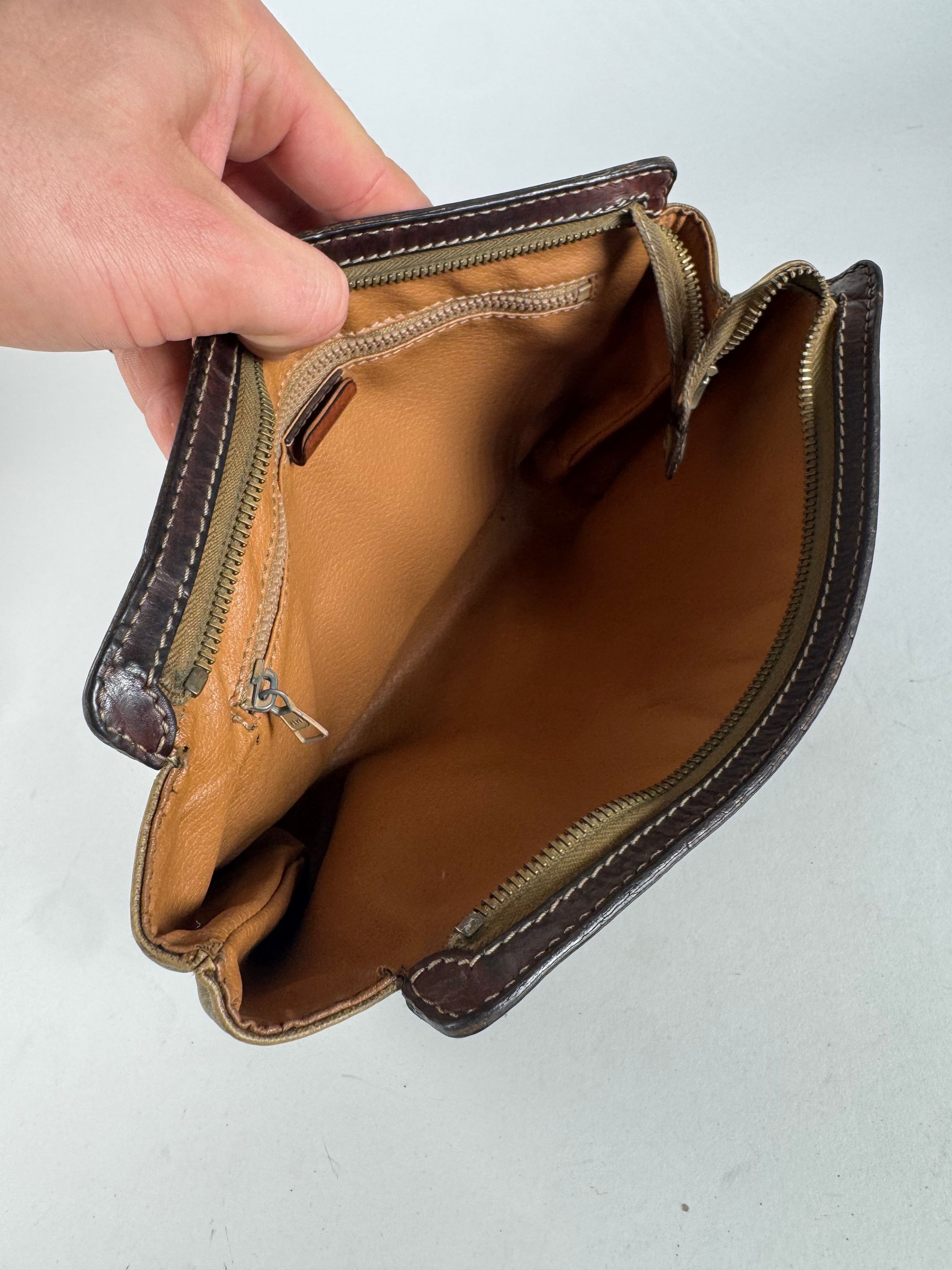 Celine Vintage Paris Monogram Leather Clutch Beige Brown Size ONE SIZE - 3 Thumbnail