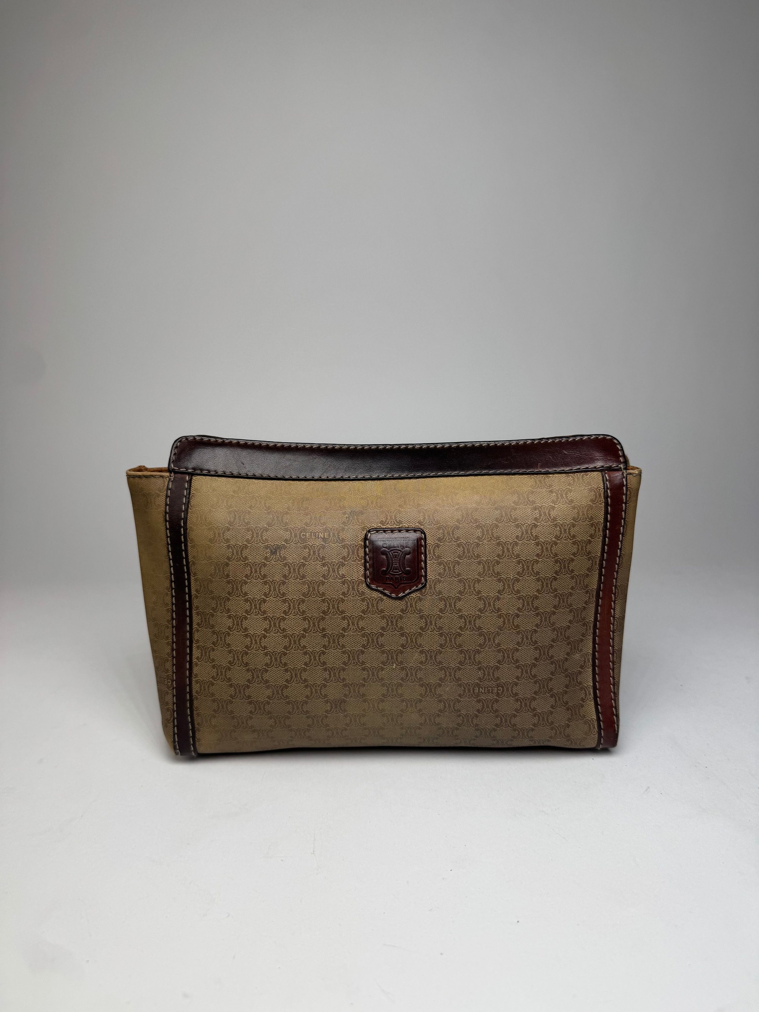 Celine Vintage Paris Monogram Leather Clutch Beige Brown Size ONE SIZE - 6 Thumbnail