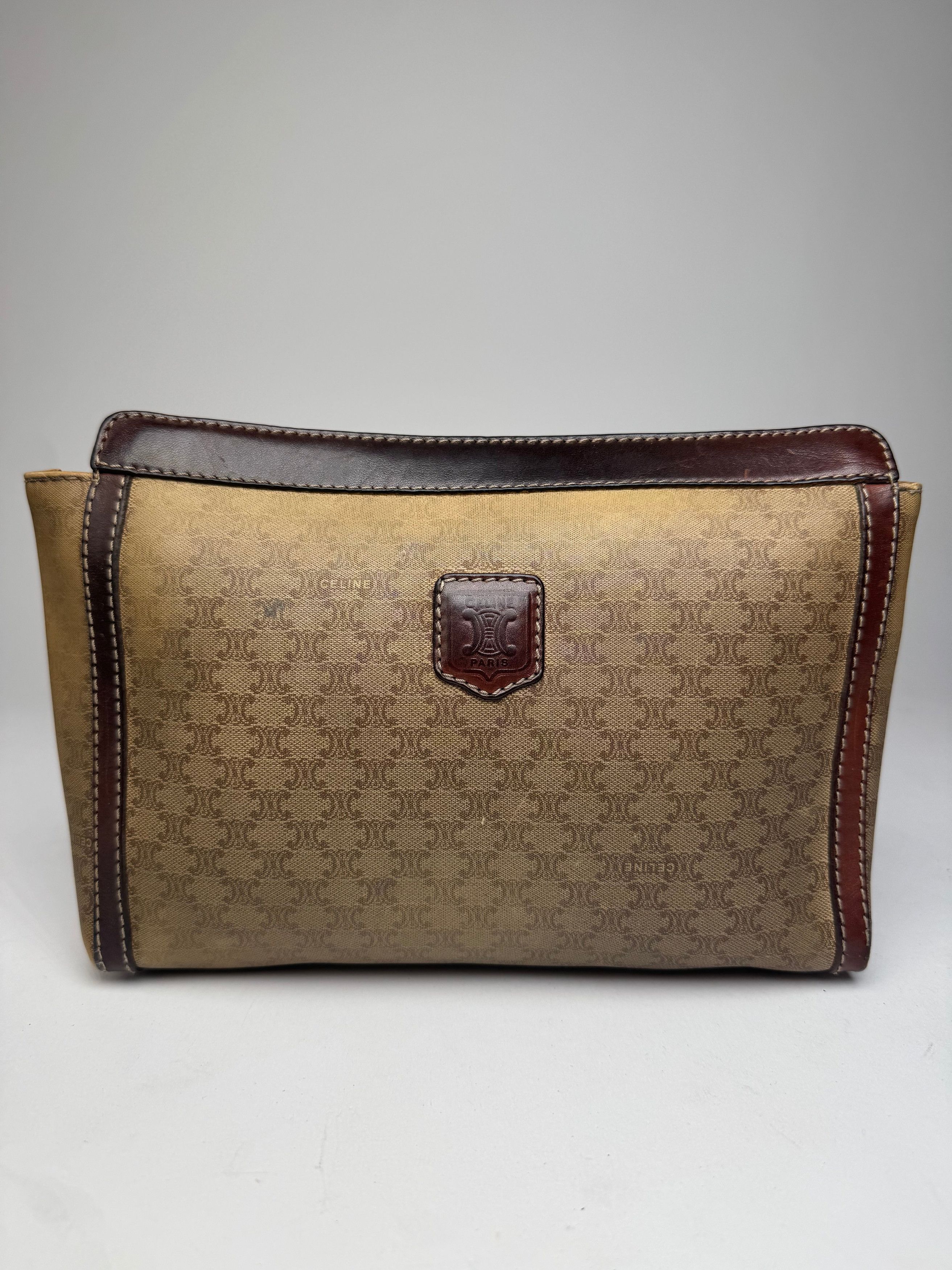 Celine Vintage Paris Monogram Leather Clutch Beige Brown Size ONE SIZE - 15 Thumbnail