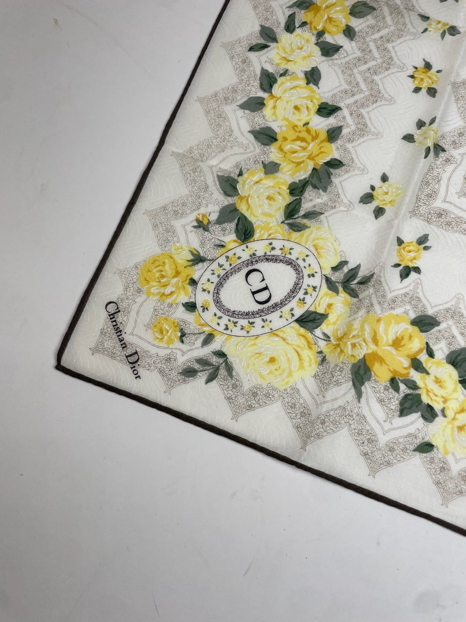 Dior Vintage Scarf White Grey Yellow Size ONE SIZE - 6 Thumbnail