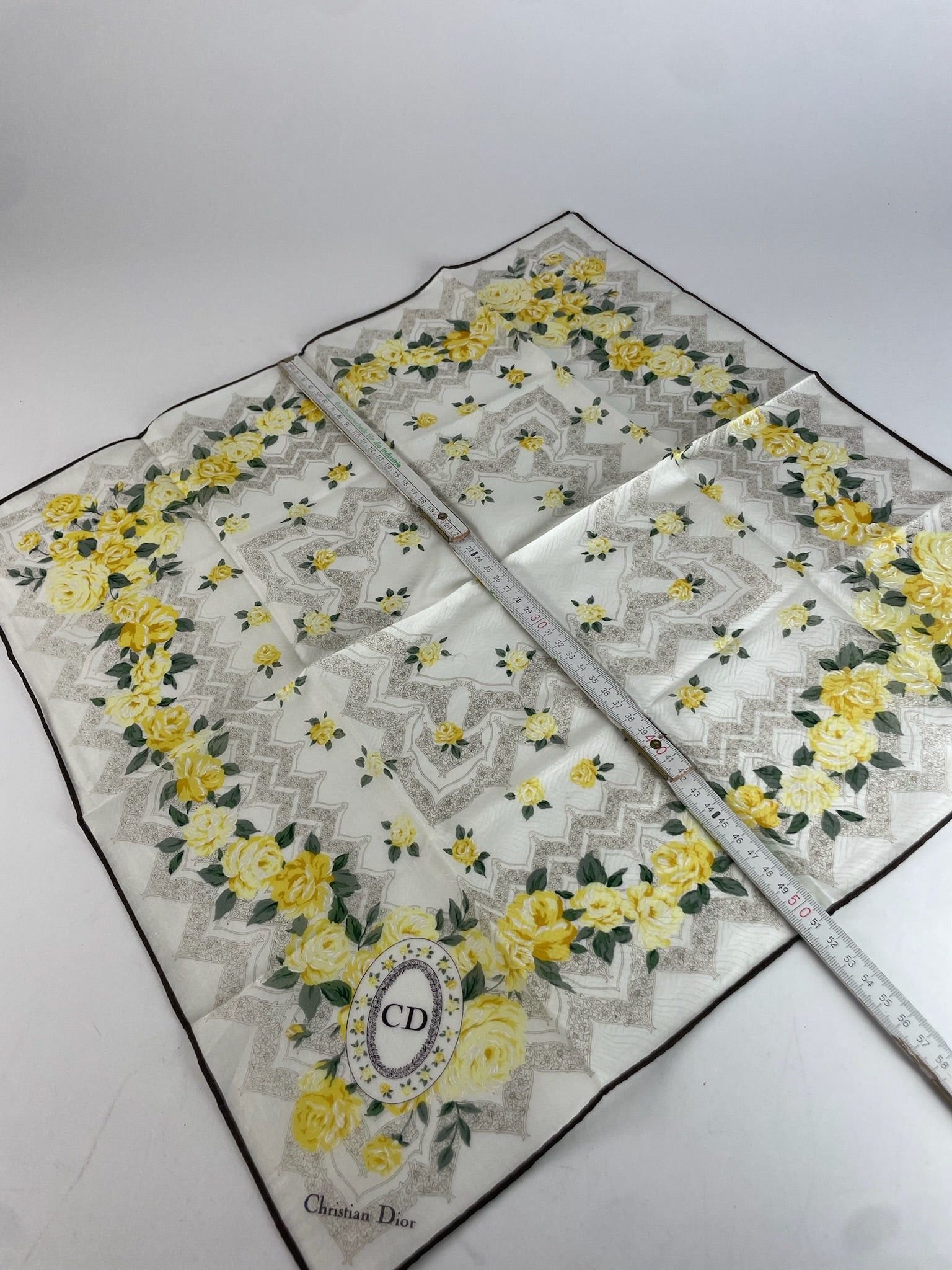 Dior Vintage Scarf White Grey Yellow Size ONE SIZE - 3 Thumbnail