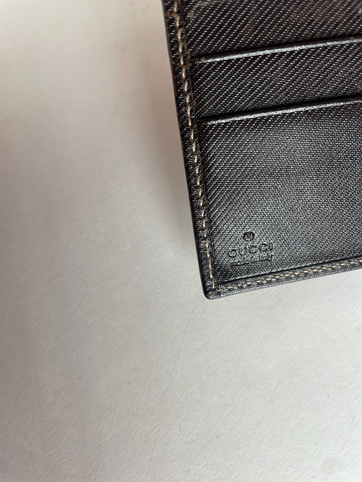 Gucci Vintage Monogram Flapable Leather Wallet Beige Brown Size ONE SIZE - 3 Thumbnail