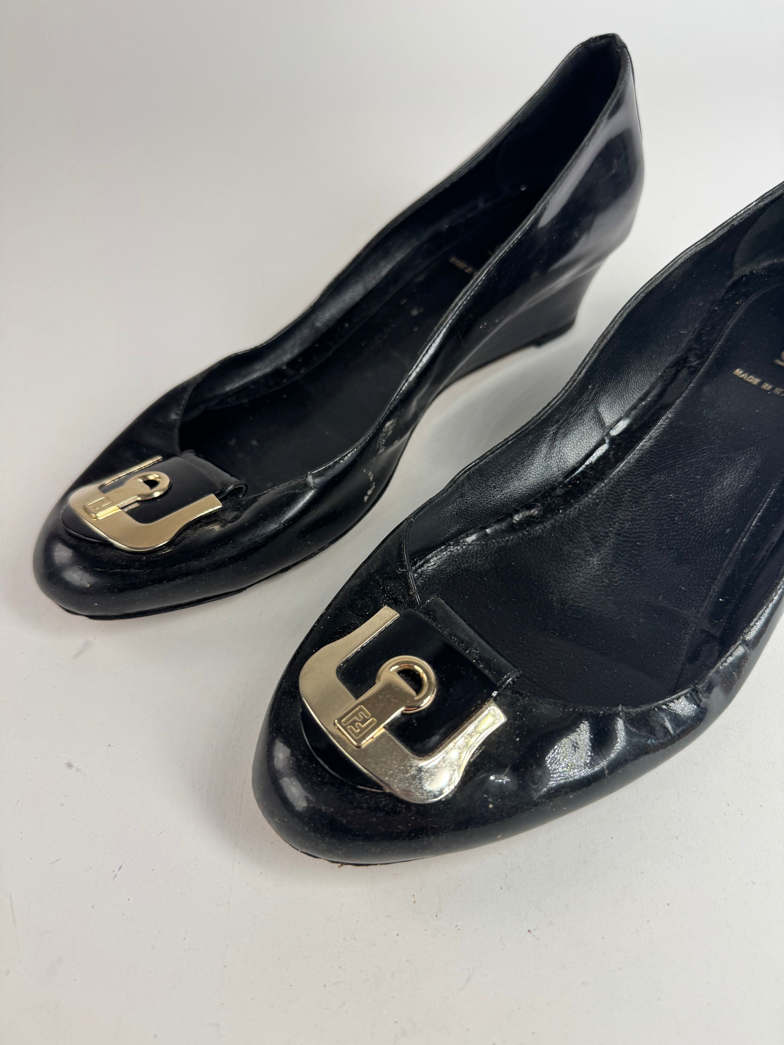 Fendi Vintage Patent Leather Clogs Black EU41 Size US 10 / IT 40 - 3 Thumbnail