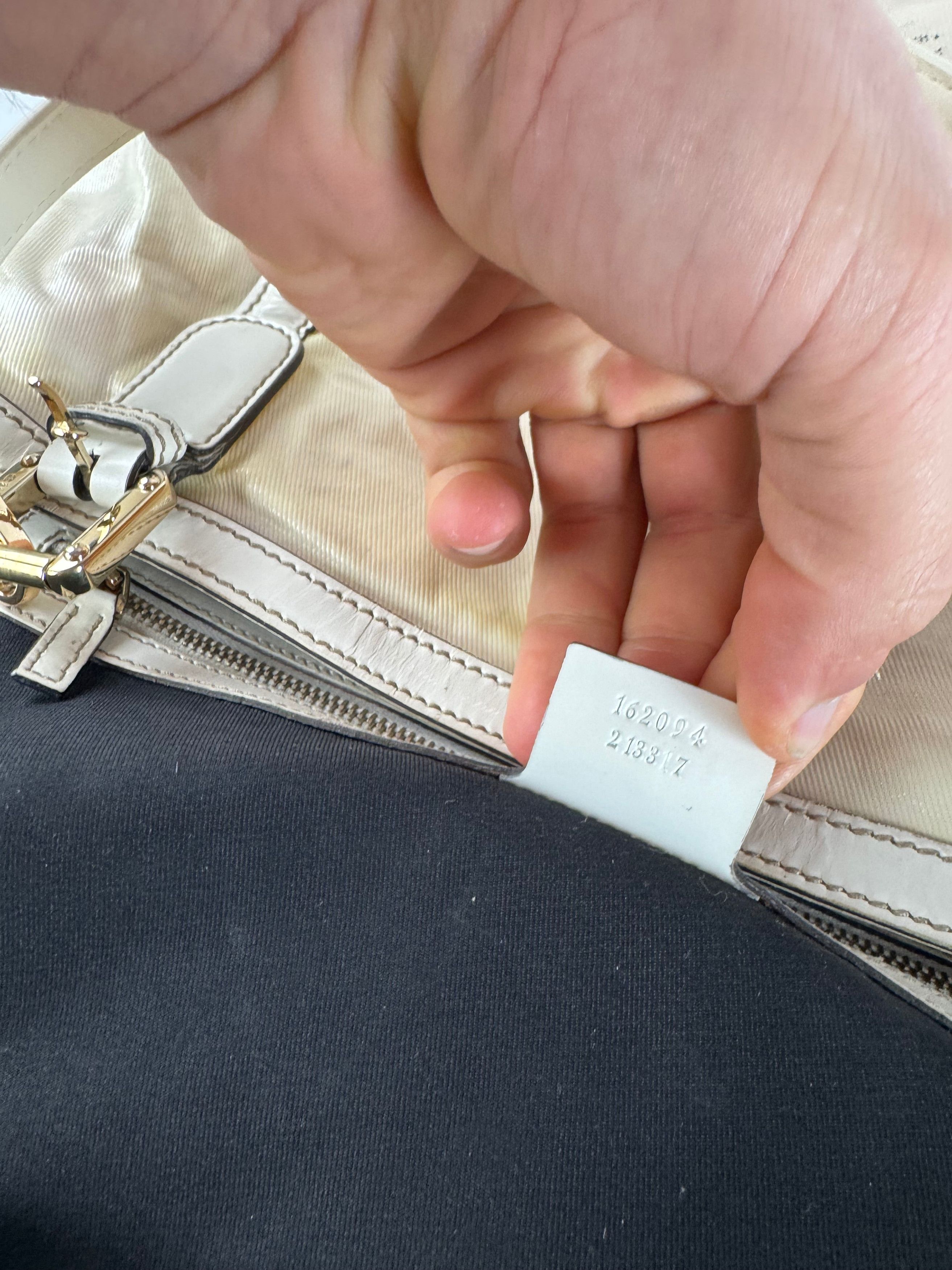 Gucci Vintage GG Leather / Polyester Tote Bag White Size ONE SIZE - 5 Thumbnail