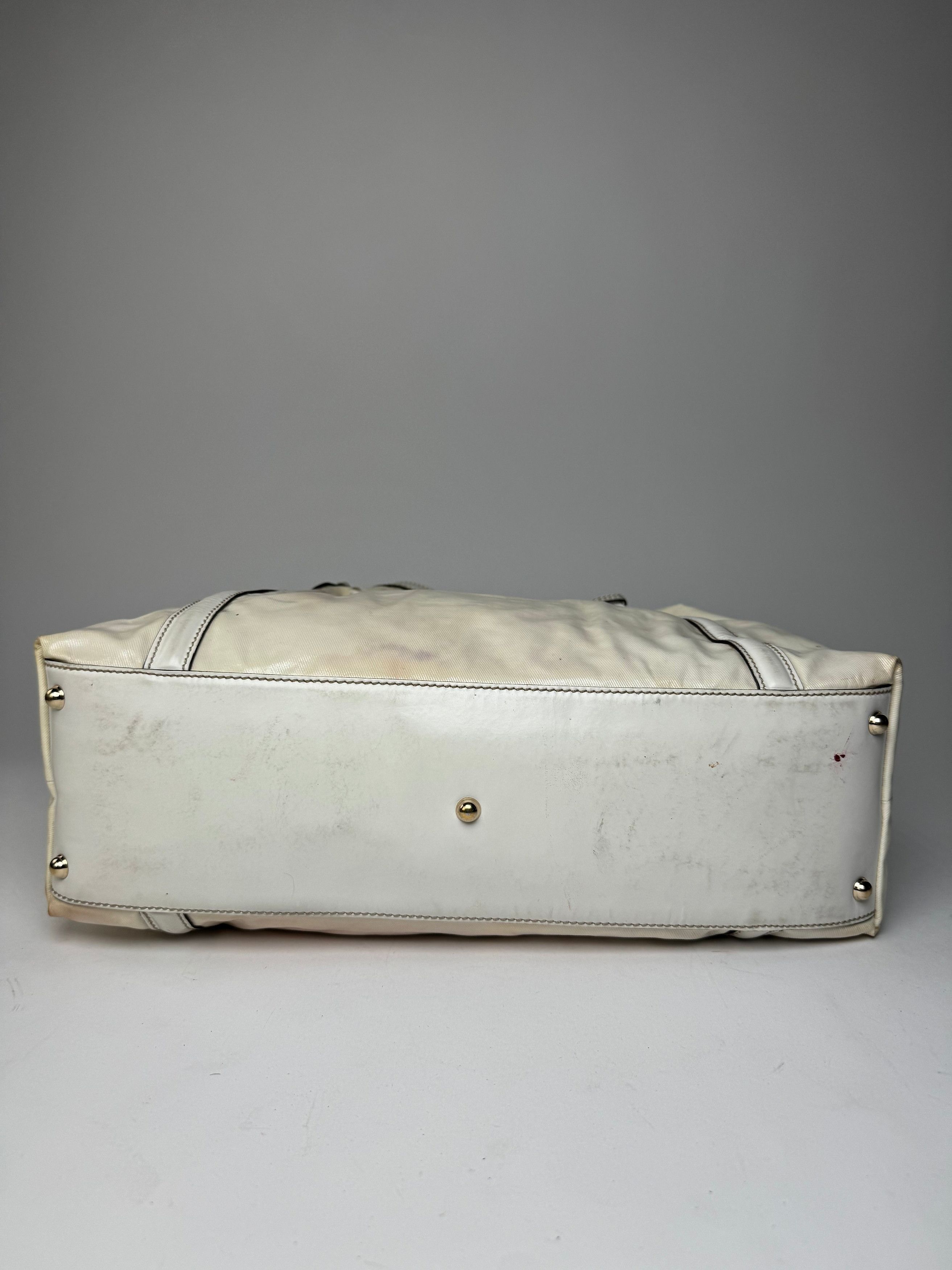 Gucci Vintage GG Leather / Polyester Tote Bag White Size ONE SIZE - 14 Thumbnail