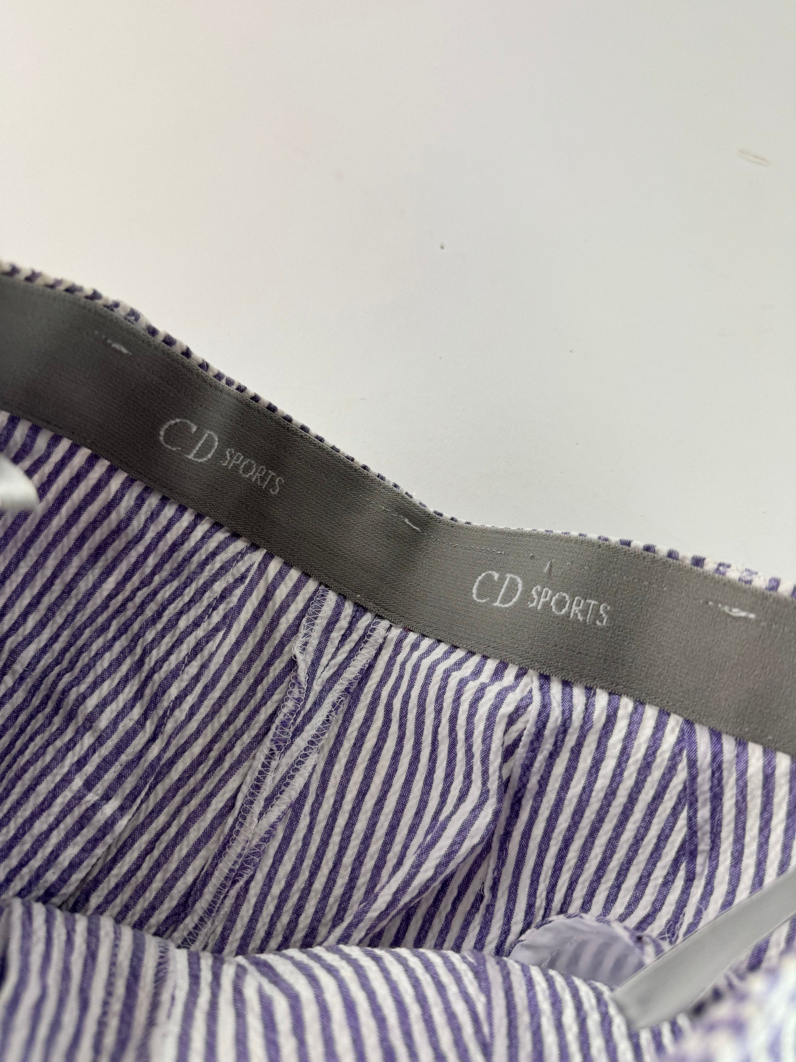Dior Vintage Striped Shorts White Purple M Size 30" / US 8 / IT 44 - 12 Thumbnail