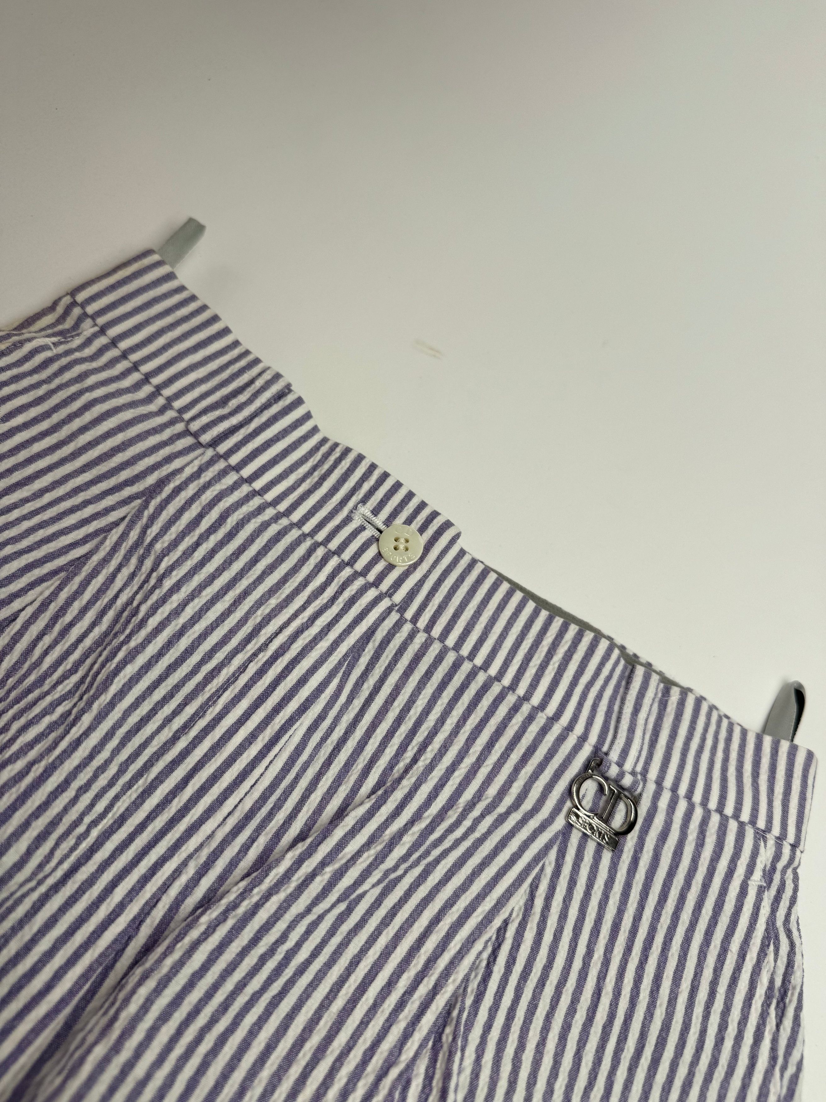 Dior Vintage Striped Shorts White Purple M Size 30" / US 8 / IT 44 - 3 Thumbnail