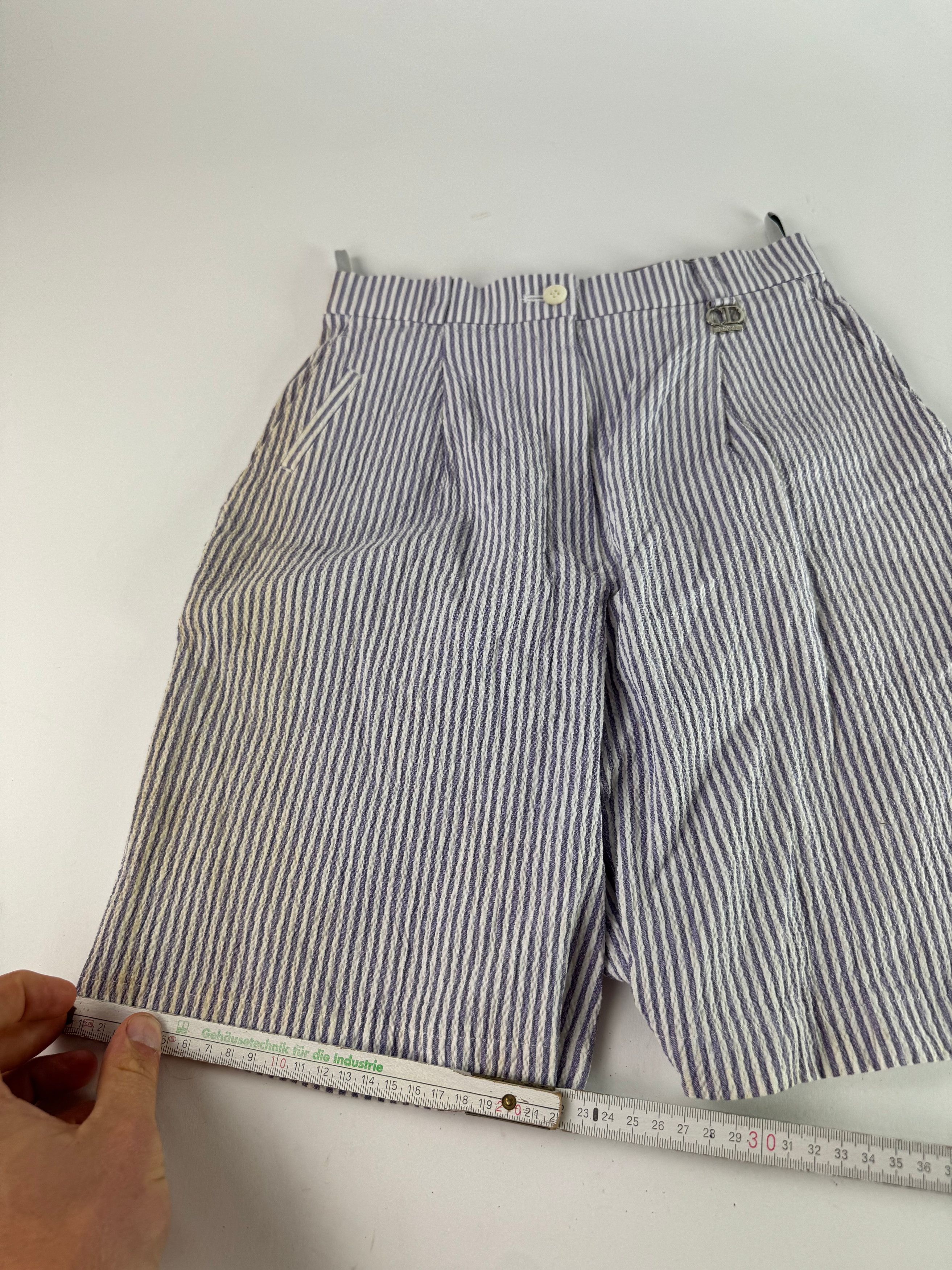 Dior Vintage Striped Shorts White Purple M Size 30" / US 8 / IT 44 - 7 Thumbnail