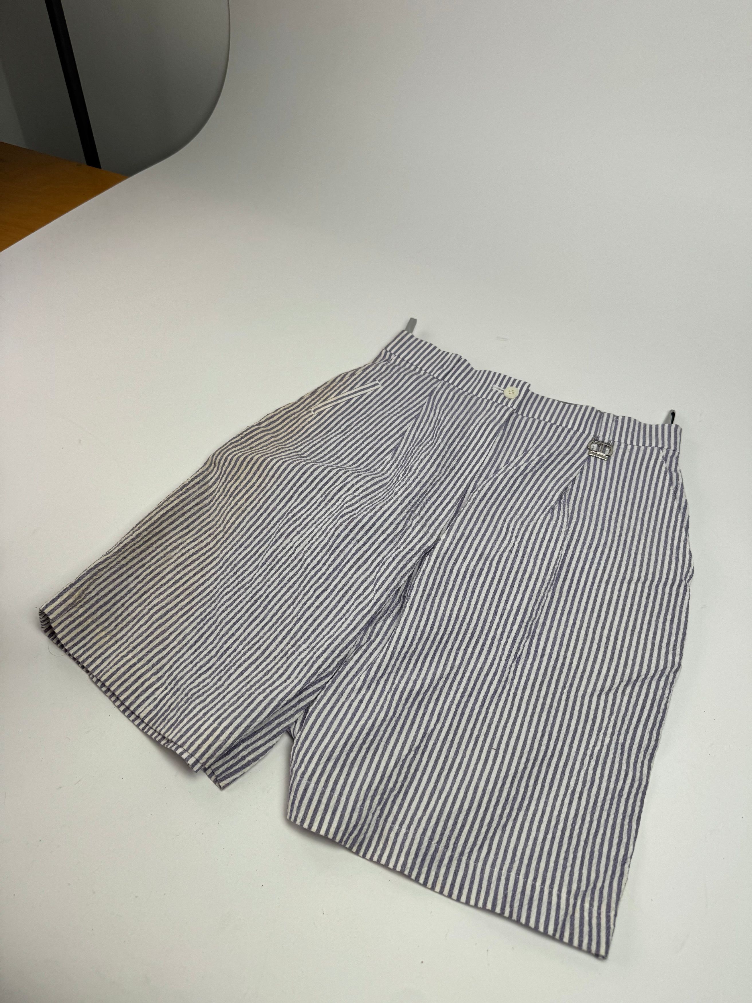 Dior Vintage Striped Shorts White Purple M Size 30" / US 8 / IT 44 - 4 Thumbnail