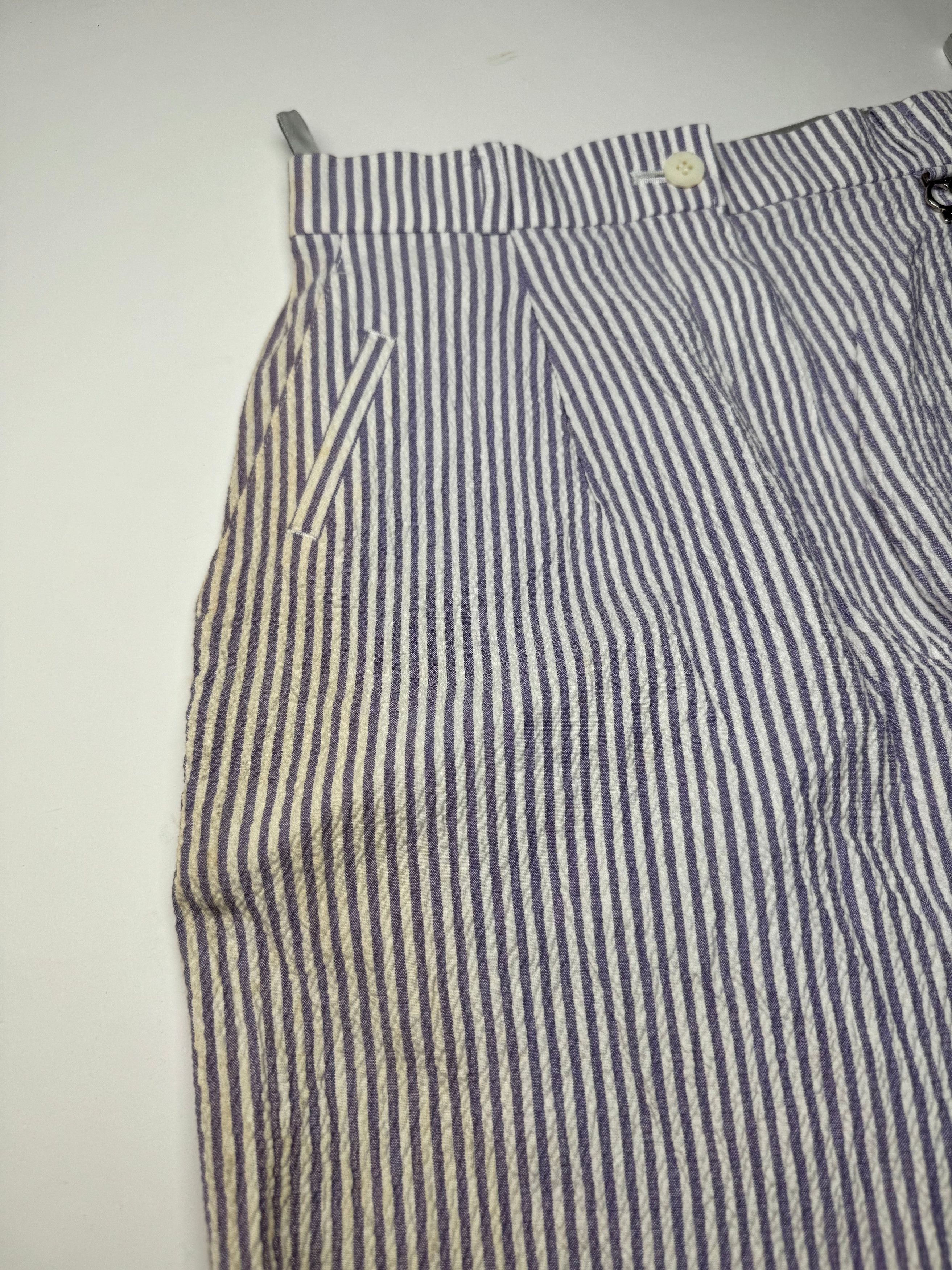 Dior Vintage Striped Shorts White Purple M Size 30" / US 8 / IT 44 - 2 Thumbnail