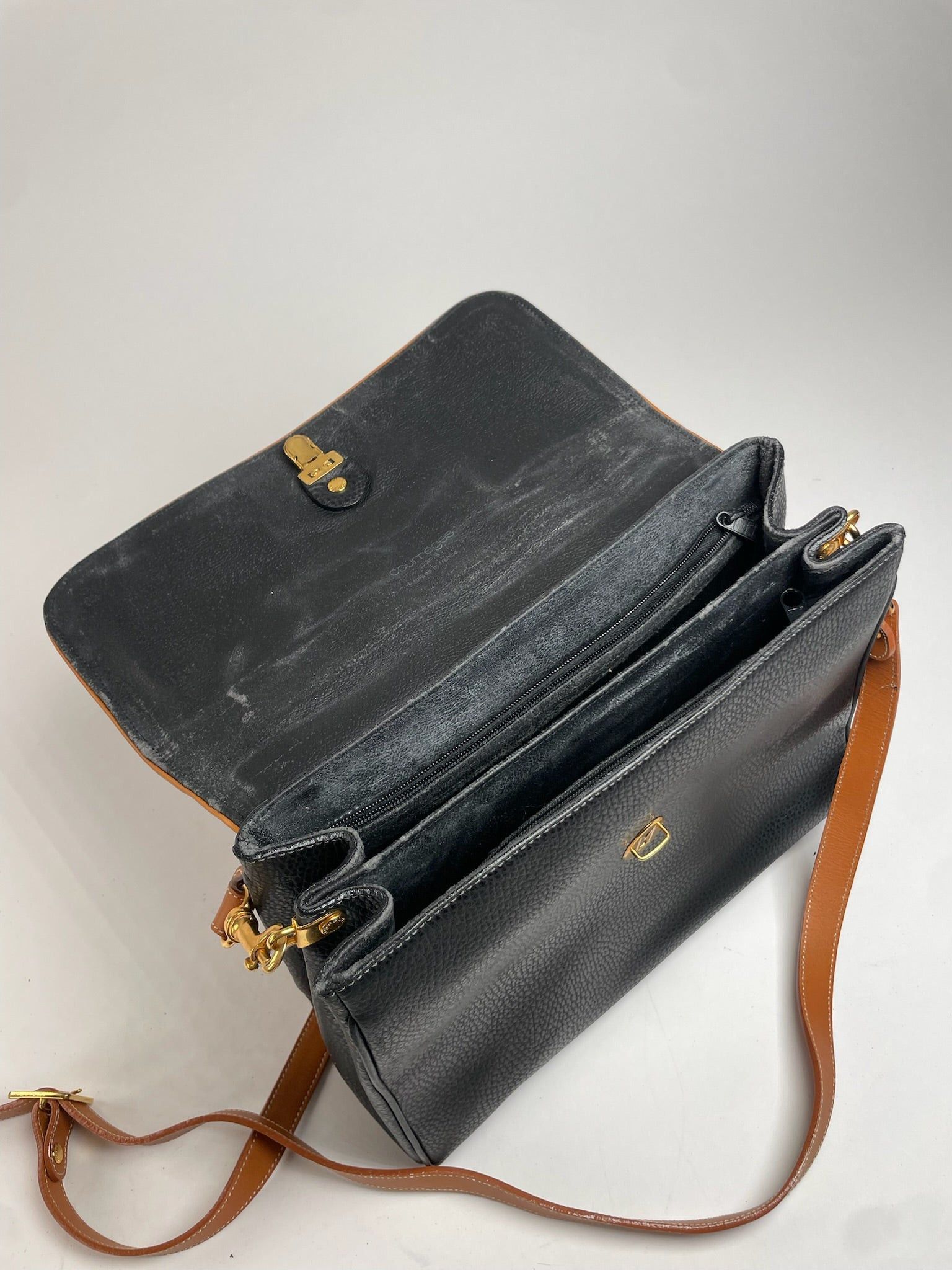 Courreges Vintage 2Way Leather Handbag Black Brown Size ONE SIZE - 3 Thumbnail