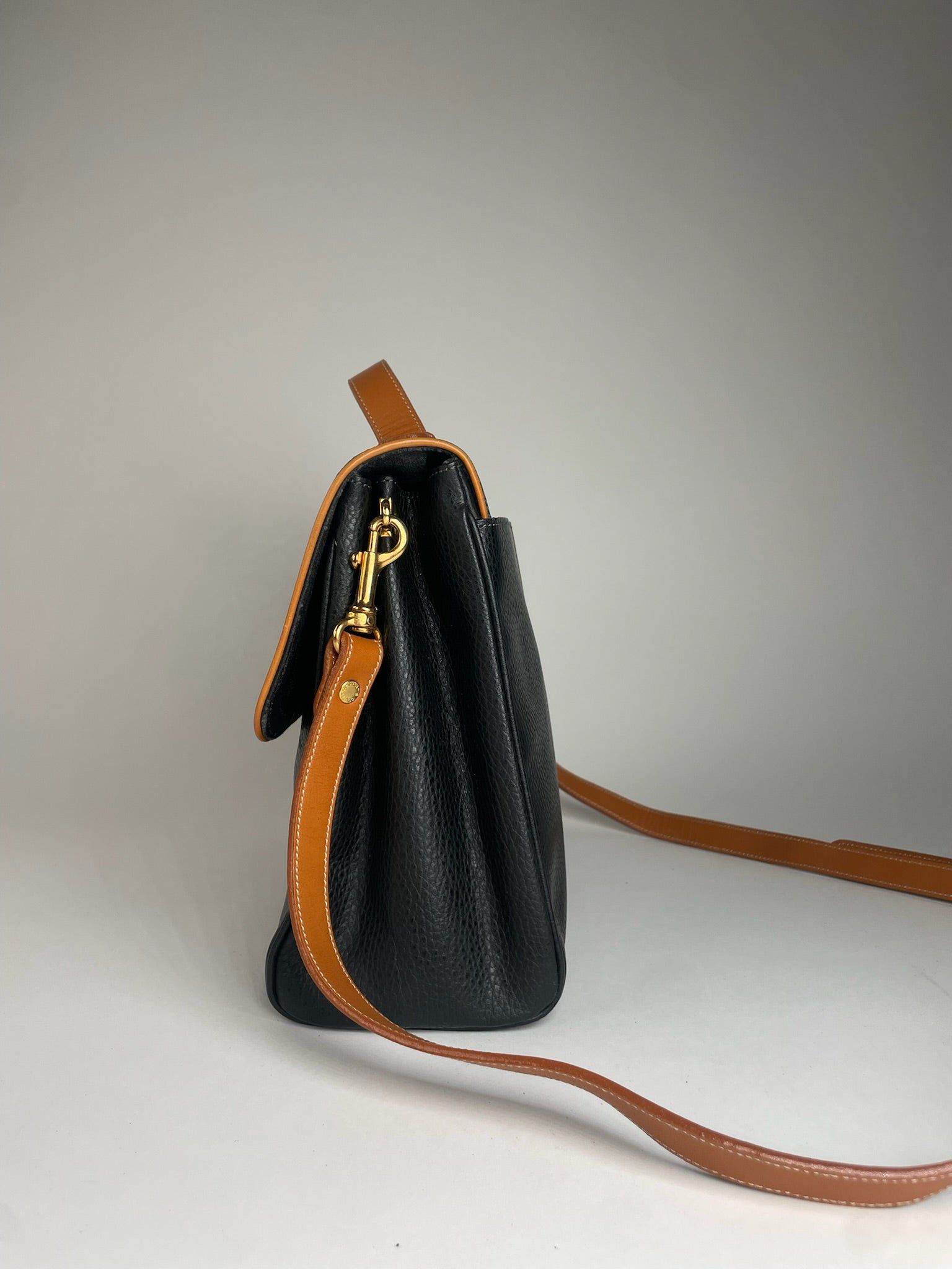 Courreges Vintage 2Way Leather Handbag Black Brown Size ONE SIZE - 10 Thumbnail