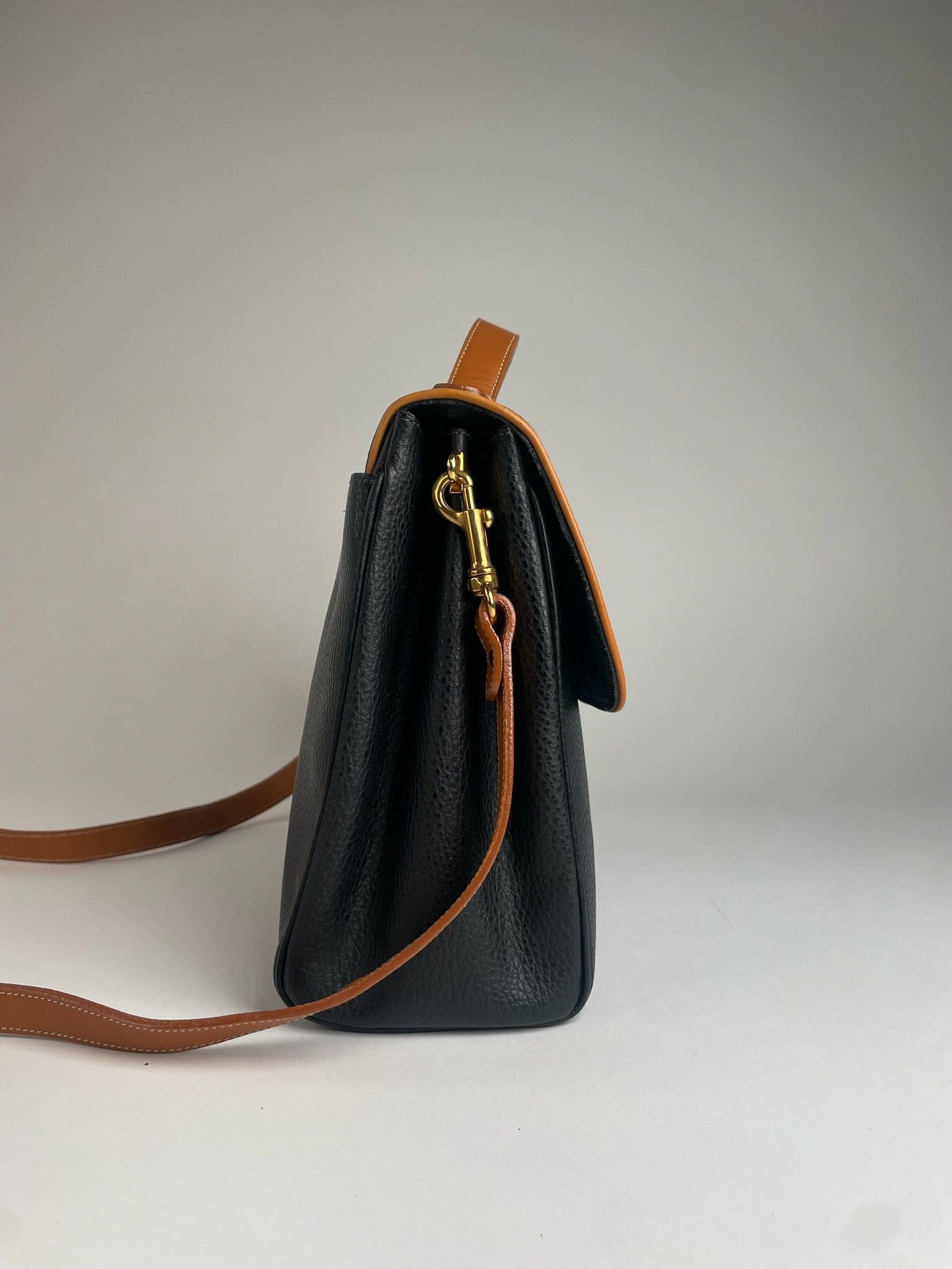 Courreges Vintage 2Way Leather Handbag Black Brown Size ONE SIZE - 8 Thumbnail