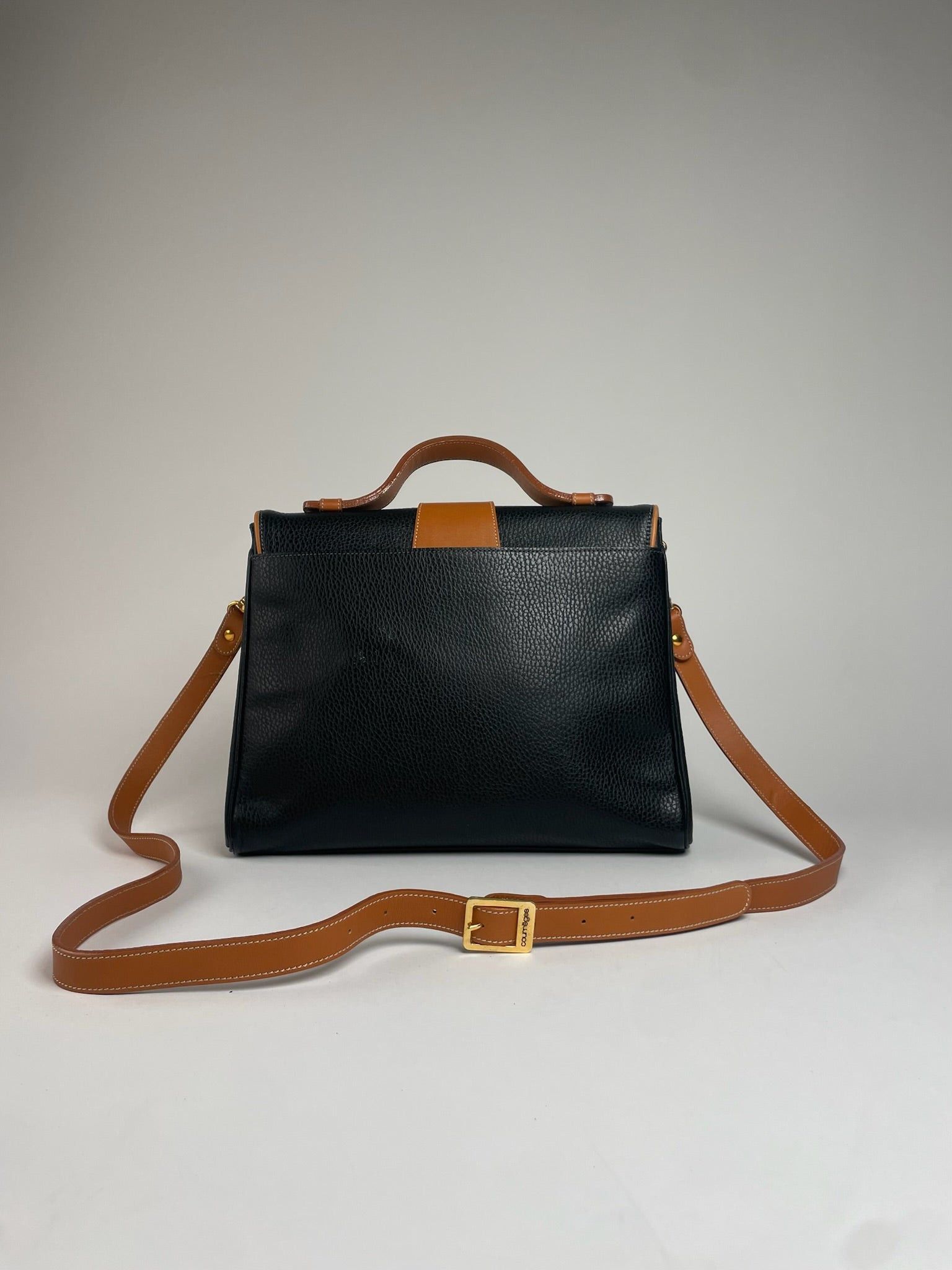 Courreges Vintage 2Way Leather Handbag Black Brown Size ONE SIZE - 2 Thumbnail