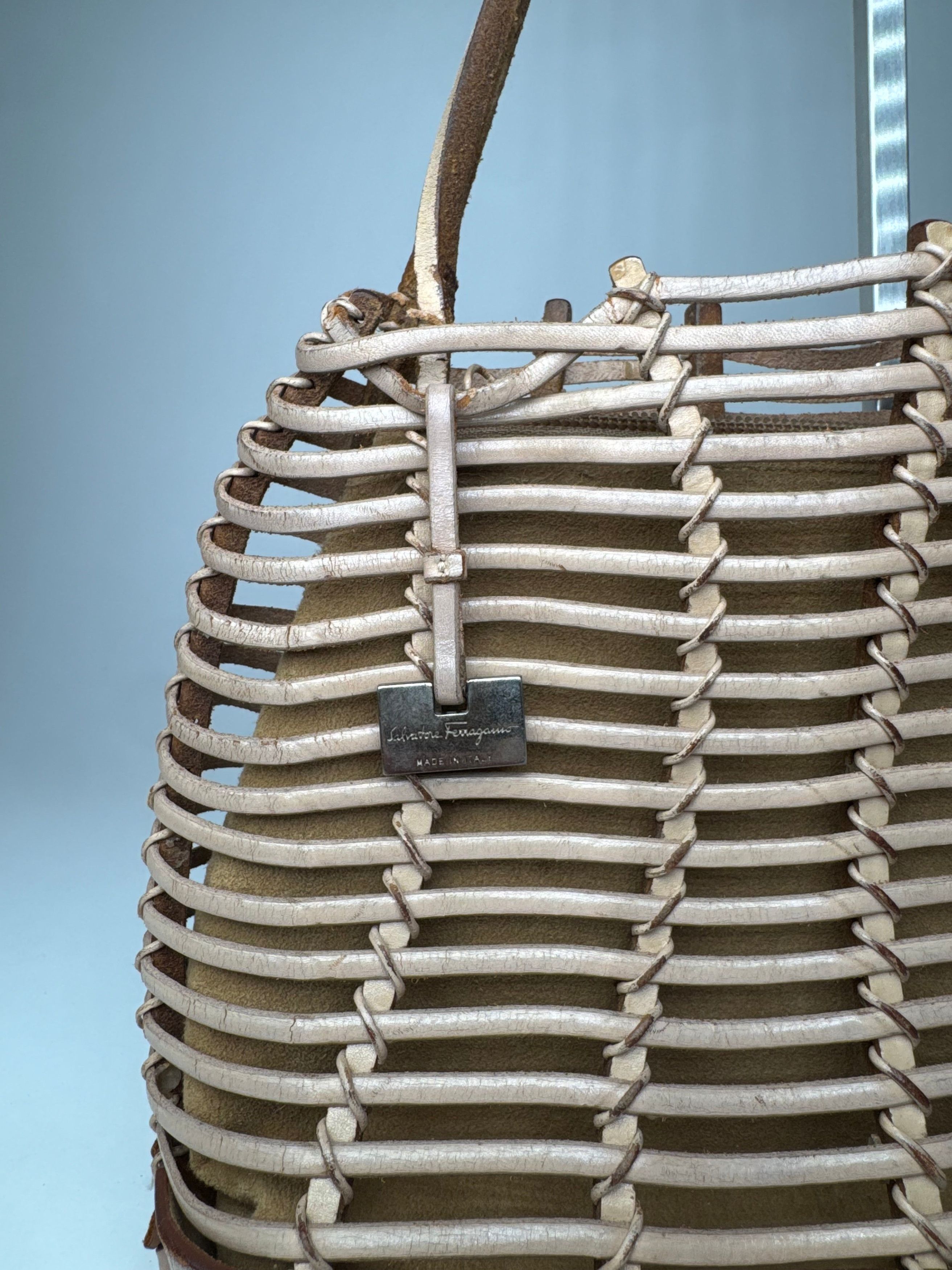 Salvatore Ferragamo Vintage Cage Leather Bag Brown Size ONE SIZE - 7 Thumbnail