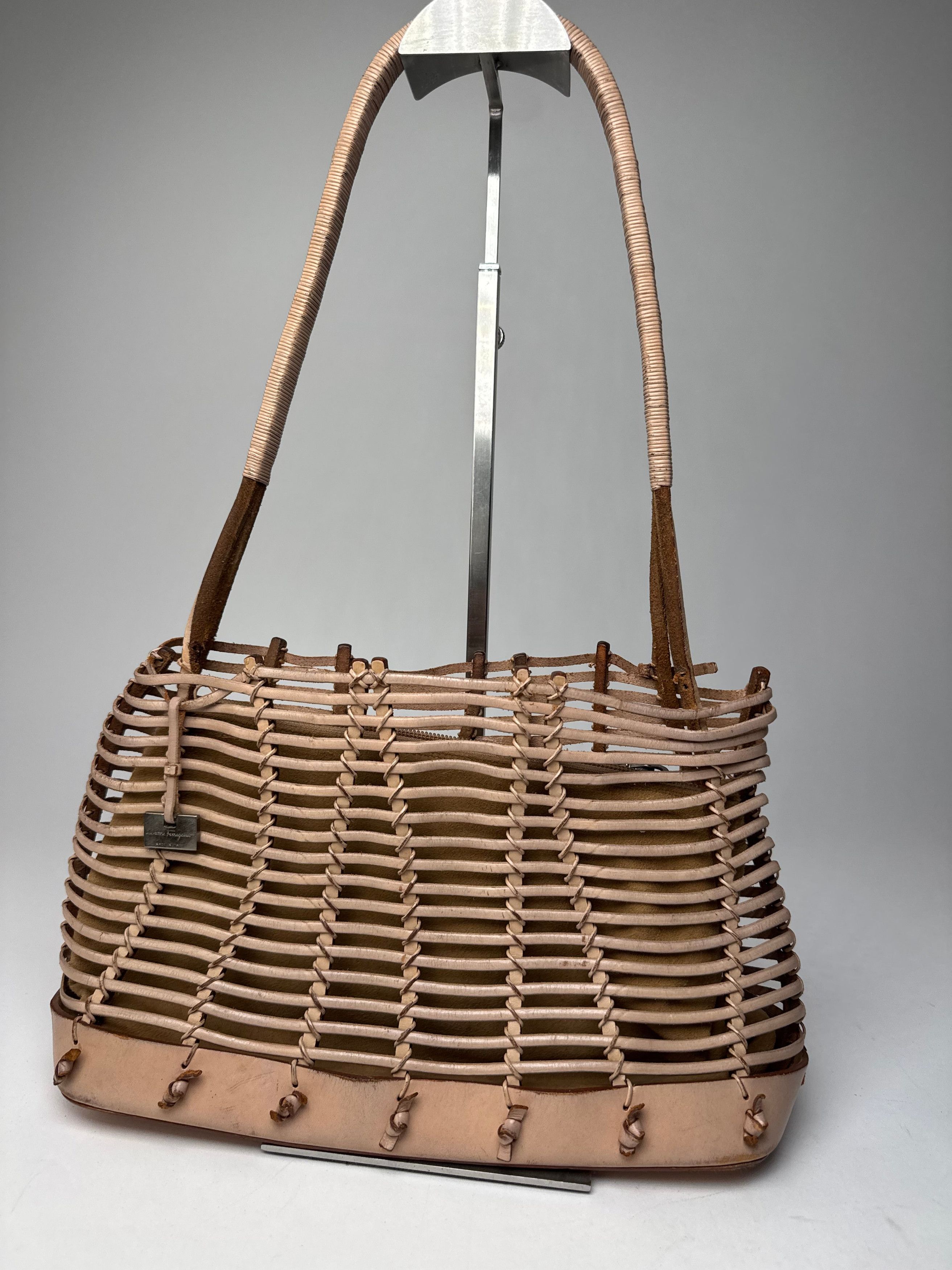 Salvatore Ferragamo Vintage Cage Leather Bag Brown Size ONE SIZE - 12 Thumbnail