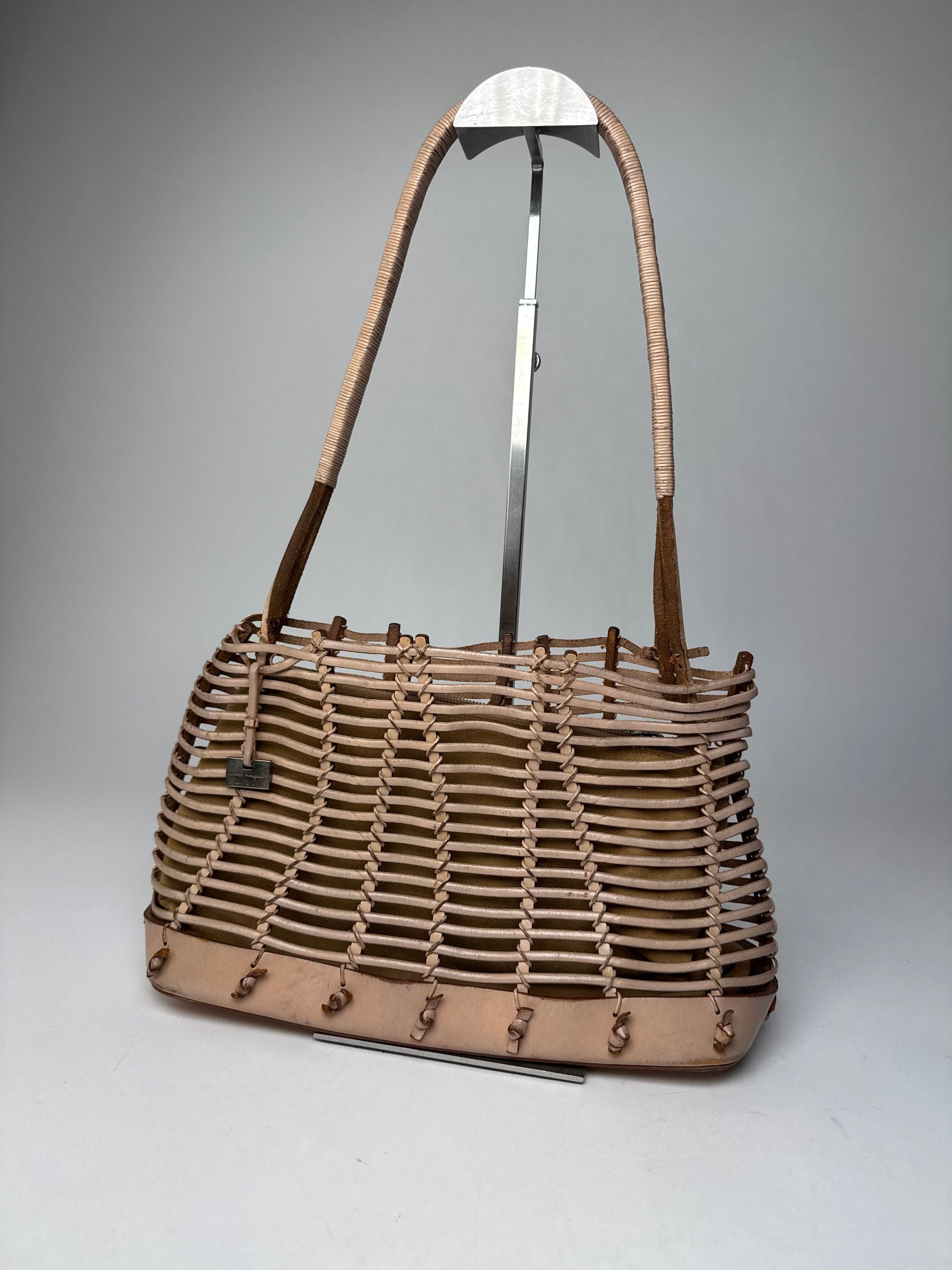 Salvatore Ferragamo Vintage Cage Leather Bag Brown Size ONE SIZE - 15 Thumbnail