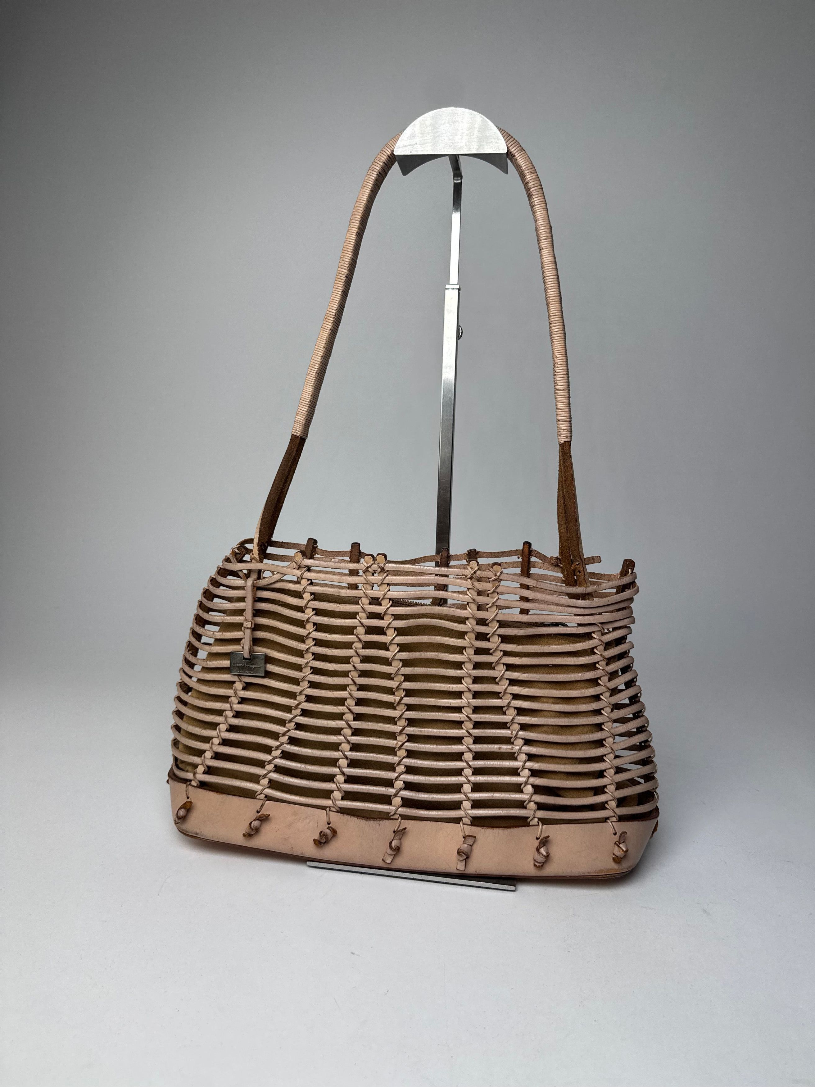 Salvatore Ferragamo Vintage Cage Leather Bag Brown Size ONE SIZE - 5 Thumbnail