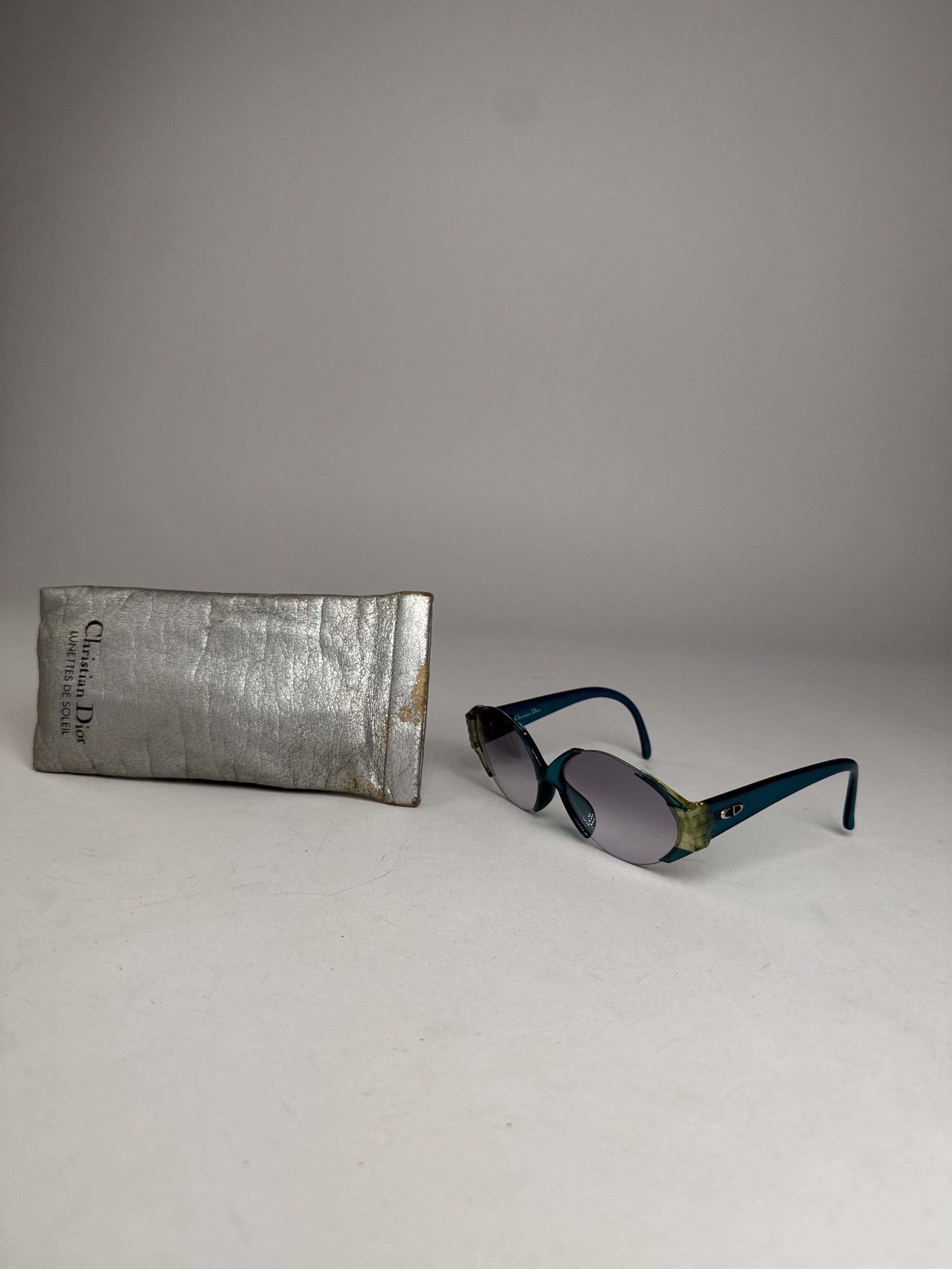 Dior Vintage Retro Sunglasses Blue Size ONE SIZE - 11 Thumbnail