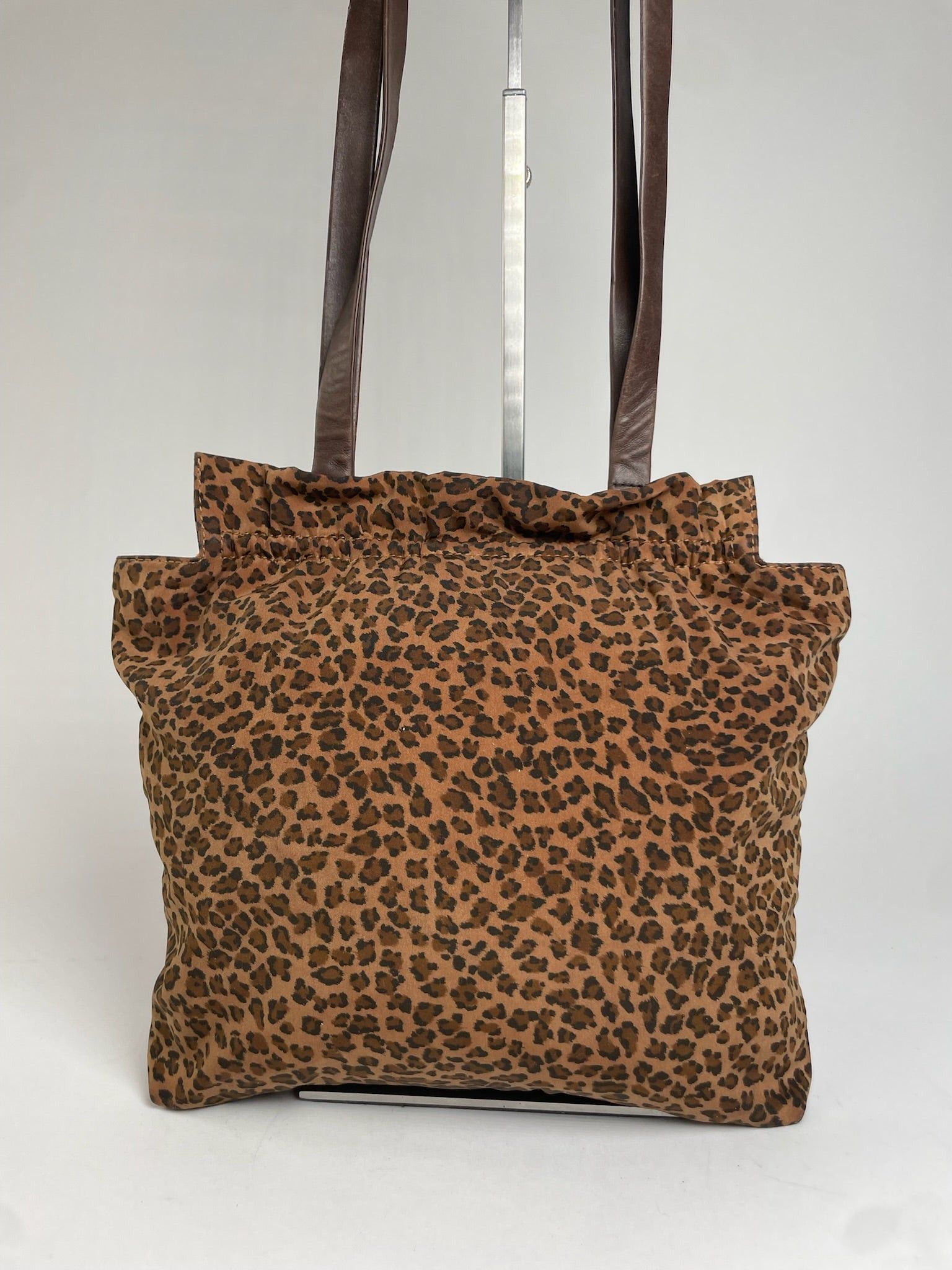 Bottega Veneta Vintage Leopard Polyester Handbag Brown Size ONE SIZE - 7 Thumbnail