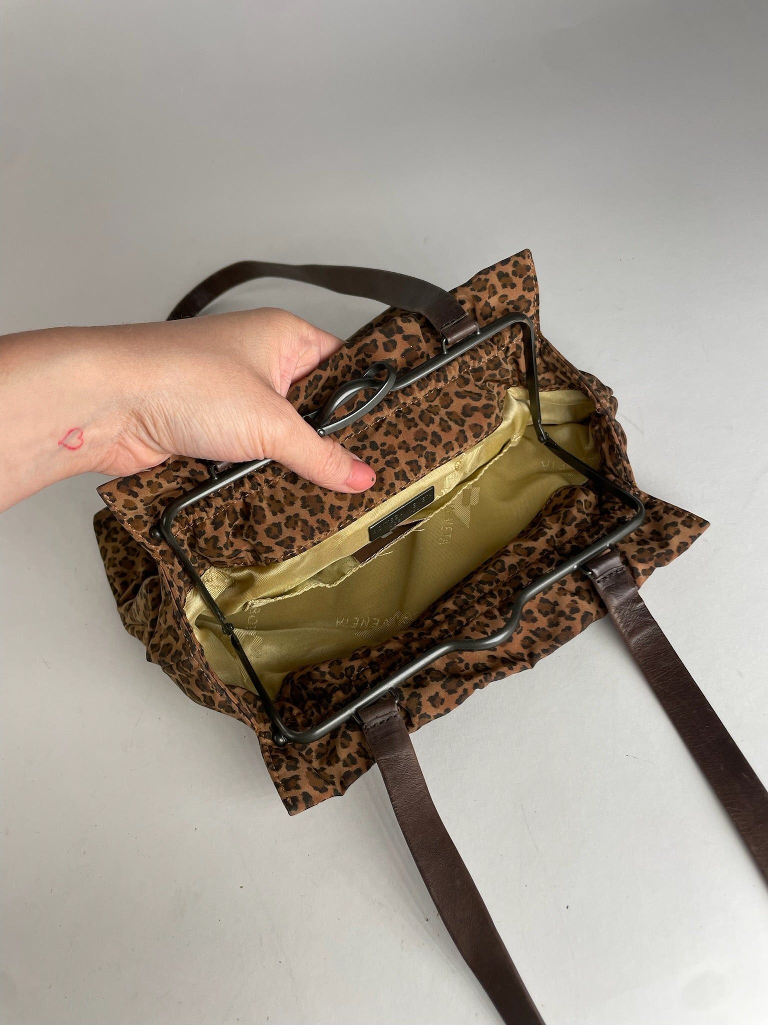 Bottega Veneta Vintage Leopard Polyester Handbag Brown Size ONE SIZE - 4 Thumbnail