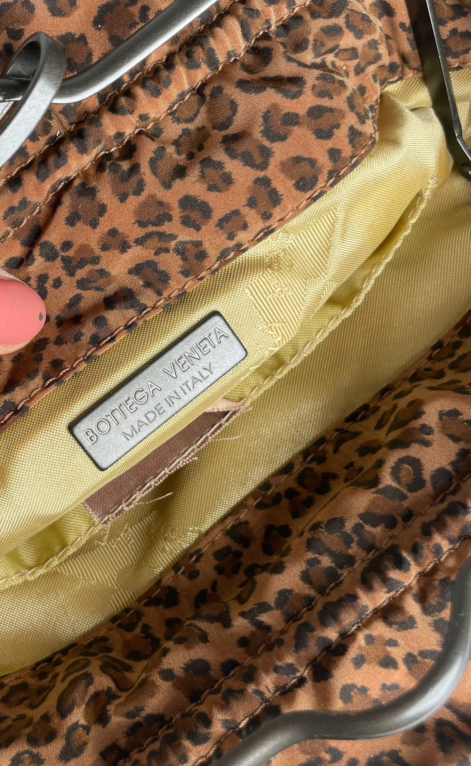 Bottega Veneta Vintage Leopard Polyester Handbag Brown Size ONE SIZE - 3 Thumbnail