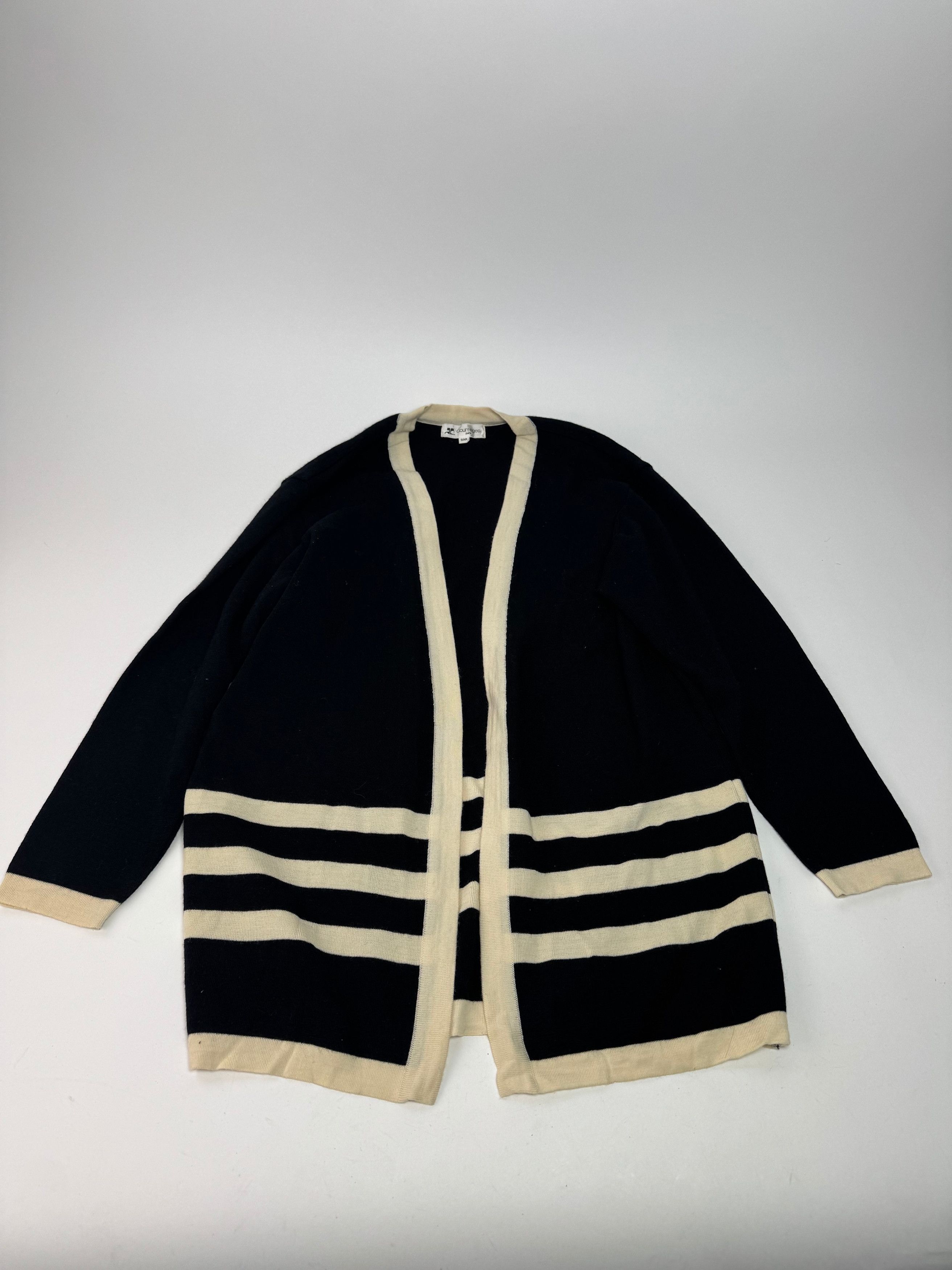 Courreges Vintage Paris Striped Cardigan Black White M Size M / US 6-8 / IT 42-44 - 4 Thumbnail