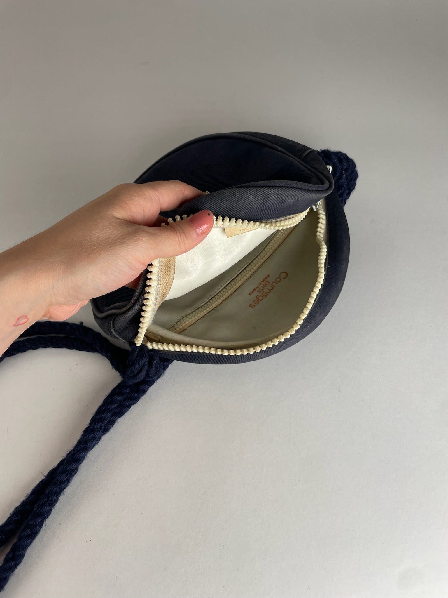 Courreges Vintage Paris Canvas Crossbody/Shoulder Bag Navy White Size ONE SIZE - 4 Thumbnail