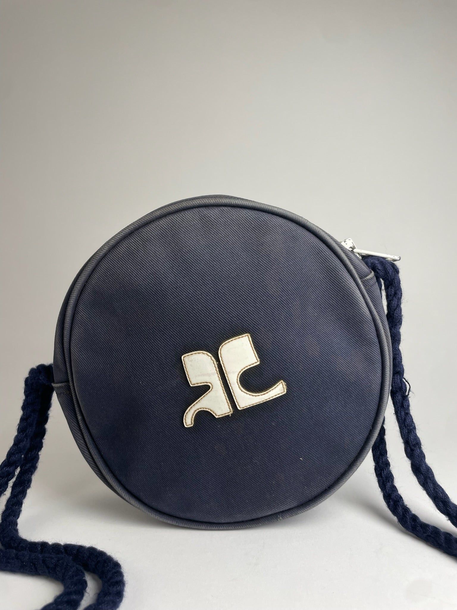 Courreges Vintage Paris Canvas Crossbody/Shoulder Bag Navy White Size ONE SIZE - 6 Thumbnail