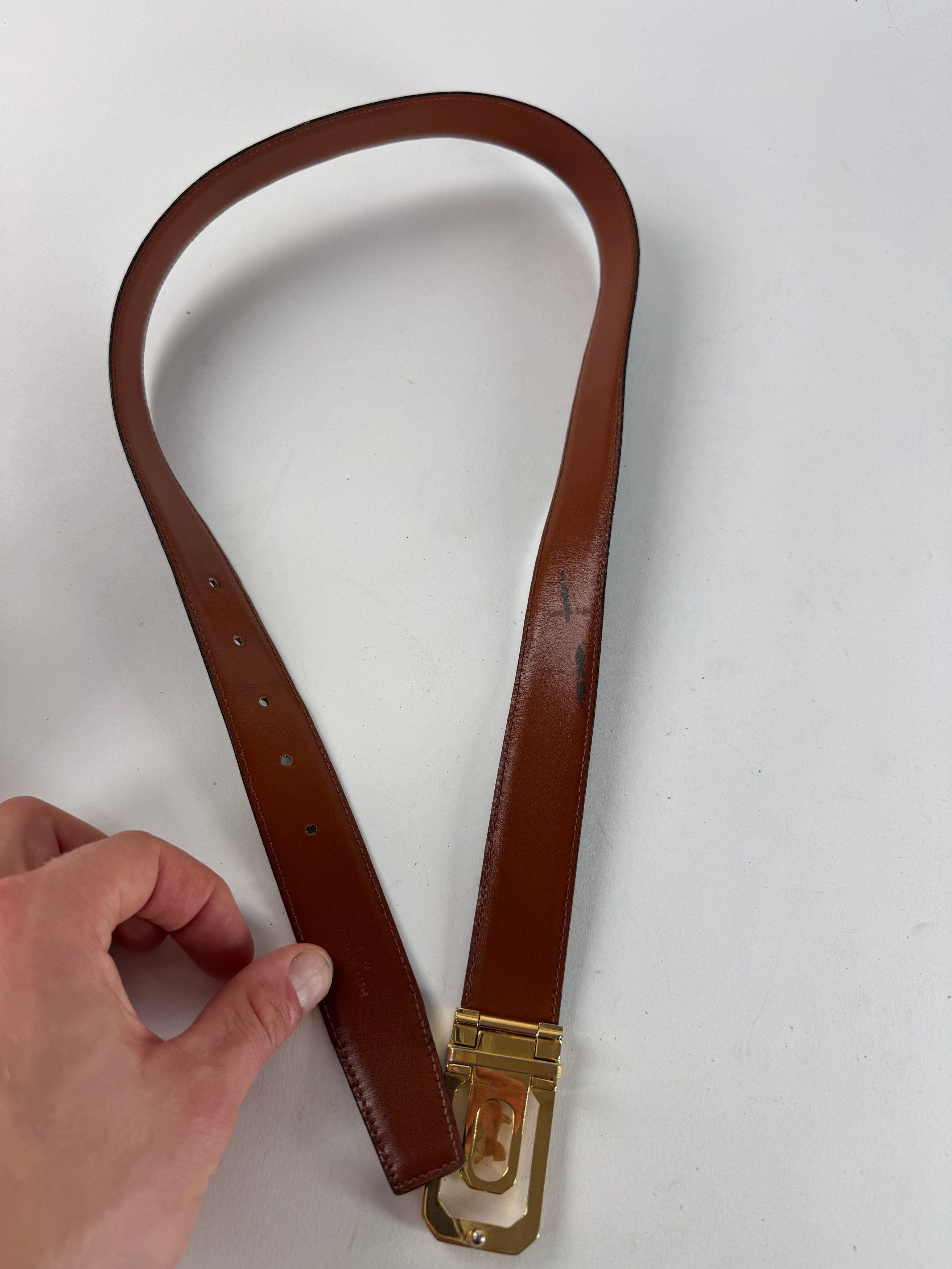 Celine Vintage Paris Carriage Logo Leather Belt black Brown Size ONE SIZE - 5 Thumbnail
