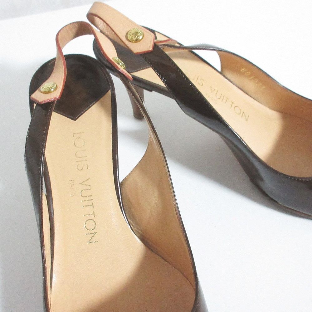 Louis Vuitton Louis Vuitton Louis Vuitton Monogram Patent Leather Slingback Pumps Textile Shoes DUTY FREE for USA Size ONE SIZE - 5 Thumbnail