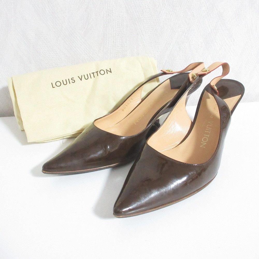 Louis Vuitton Louis Vuitton Louis Vuitton Monogram Patent Leather Slingback Pumps Textile Shoes DUTY FREE for USA Size ONE SIZE - 9 Thumbnail