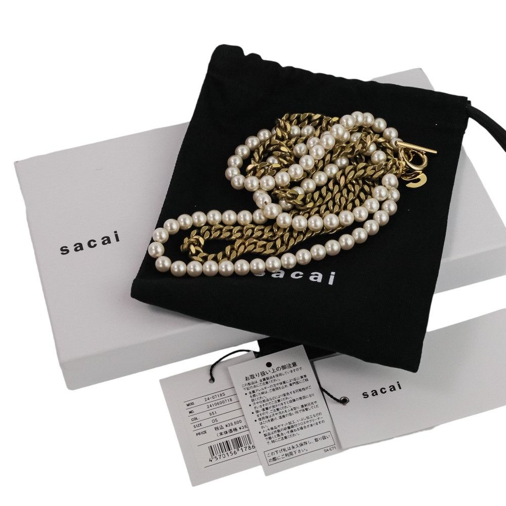 Sacai Sacai Sacai Pearl Chain Long Necklace Metal Necklace 24-0718S DUTY FREE for USA Size ONE SIZE - 11 Thumbnail
